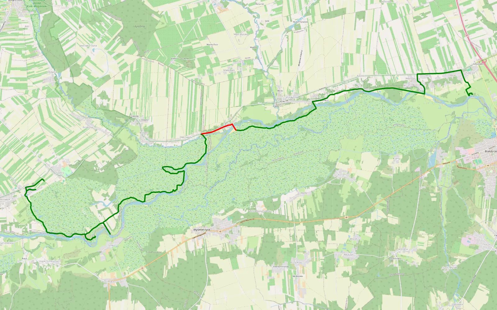 Map of Świdno - Falęcice - 17 km offroad trail, Grójec County