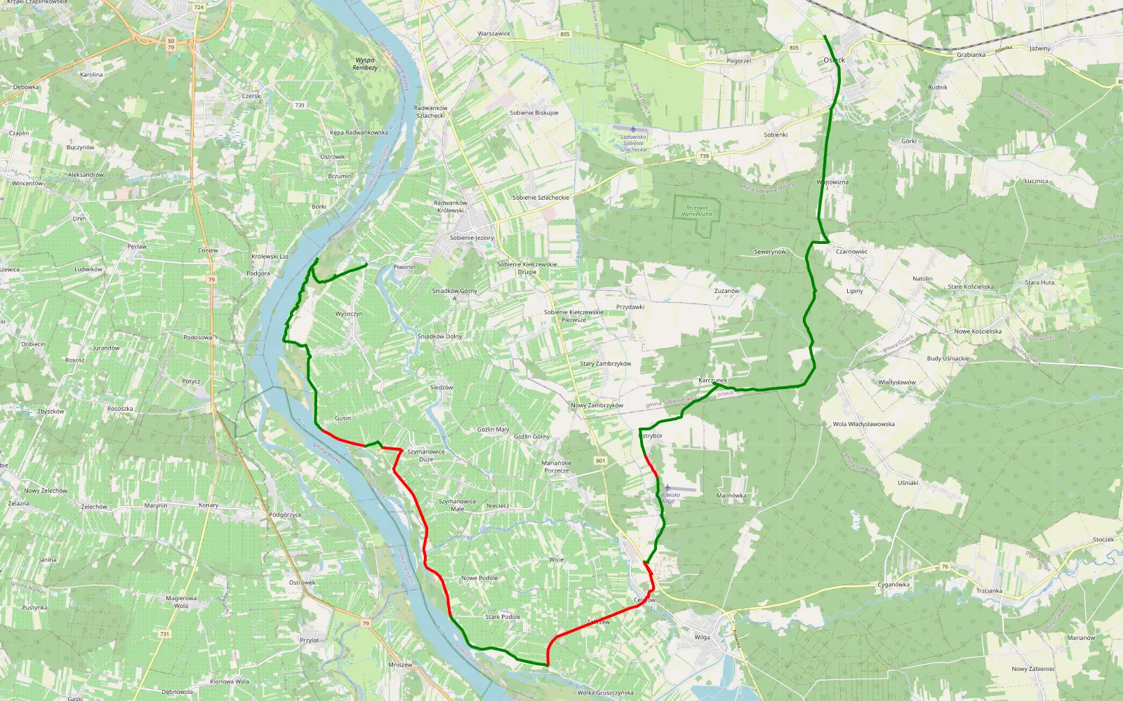 Map of Nadwislanska - 31.1 km offroad trail, Otwock County