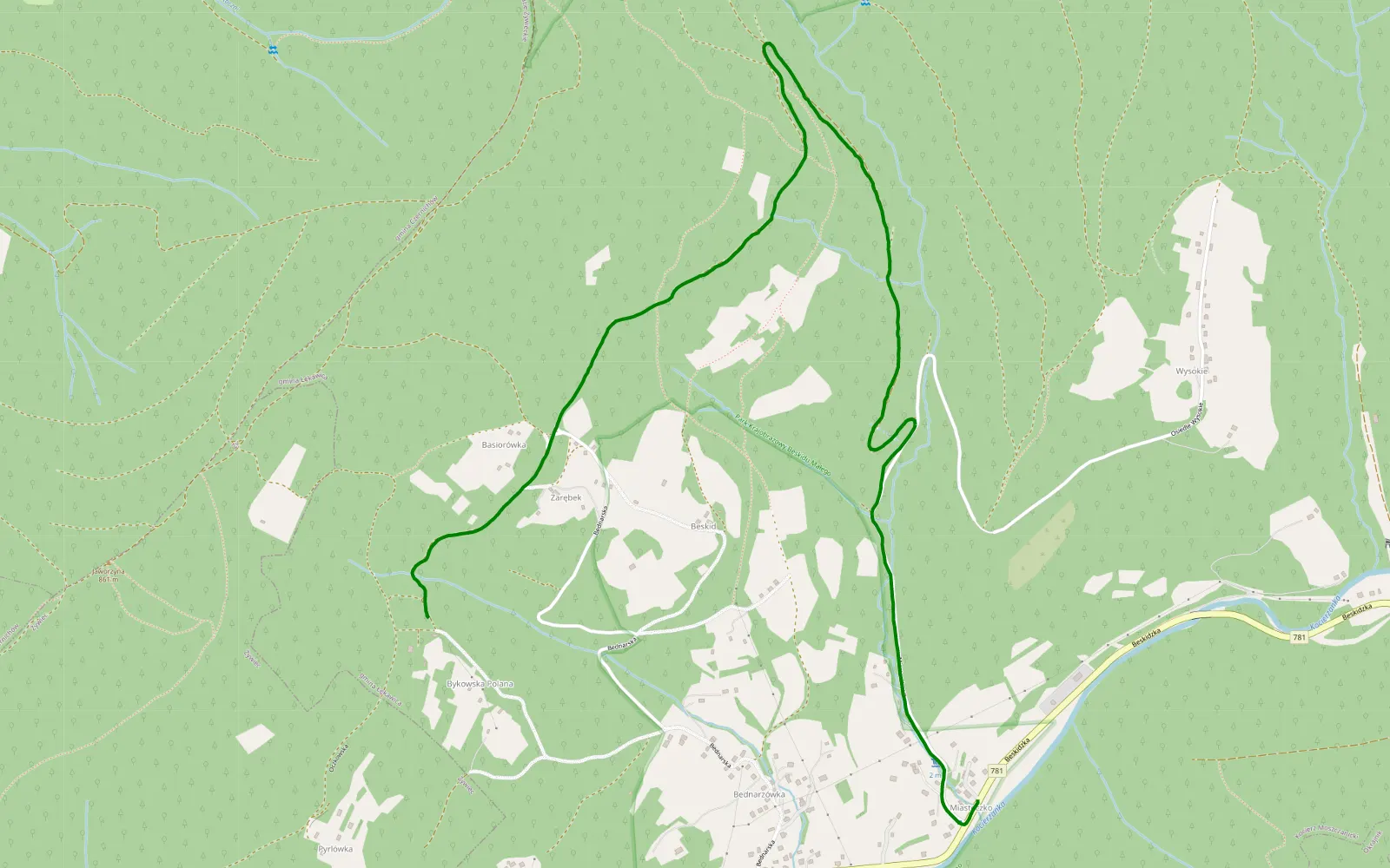 Map of Z - 2.9 km offroad trail, Żywiec County
