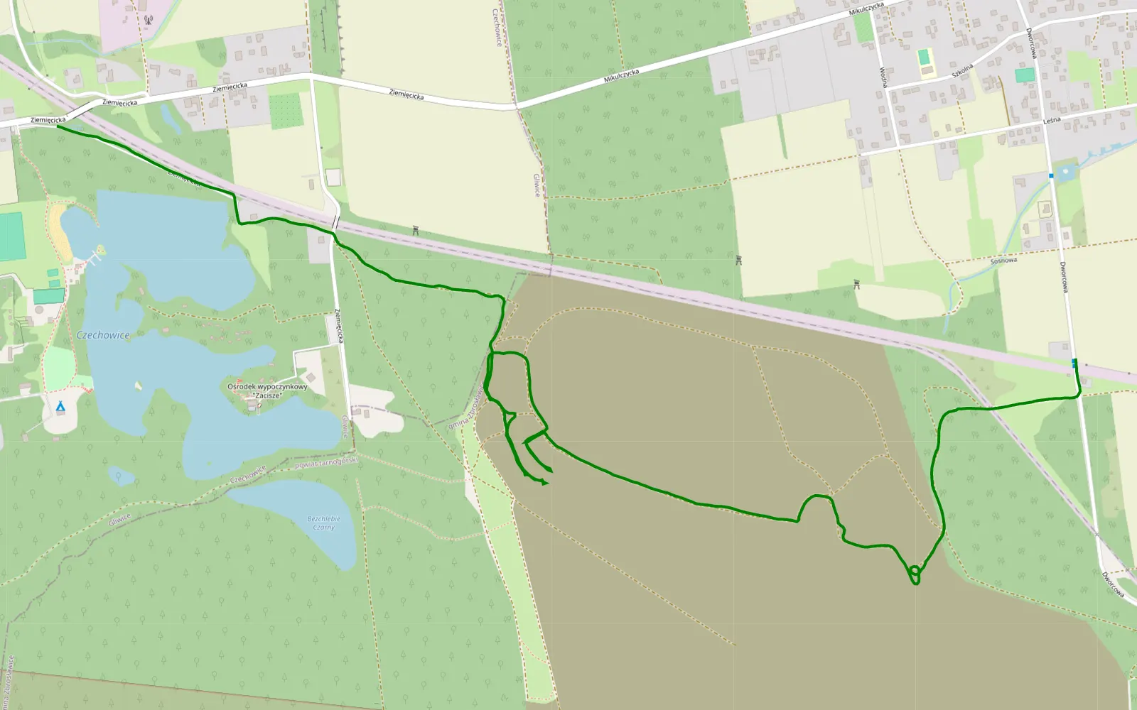 Map of Czechowice - Przezchlebie - 3.5 km offroad trail, Tarnowskie Góry County