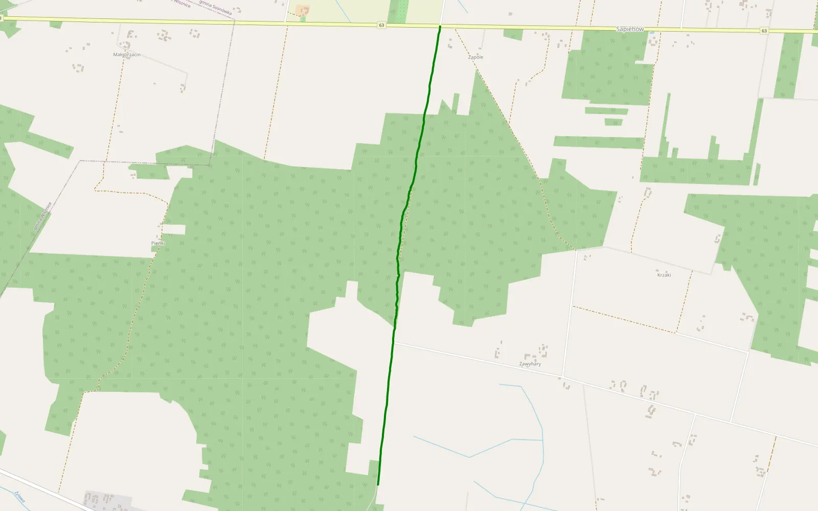 Map of Zeszczynka - Rozwadówka - 3.2 km offroad trail, Biała Podlaska County