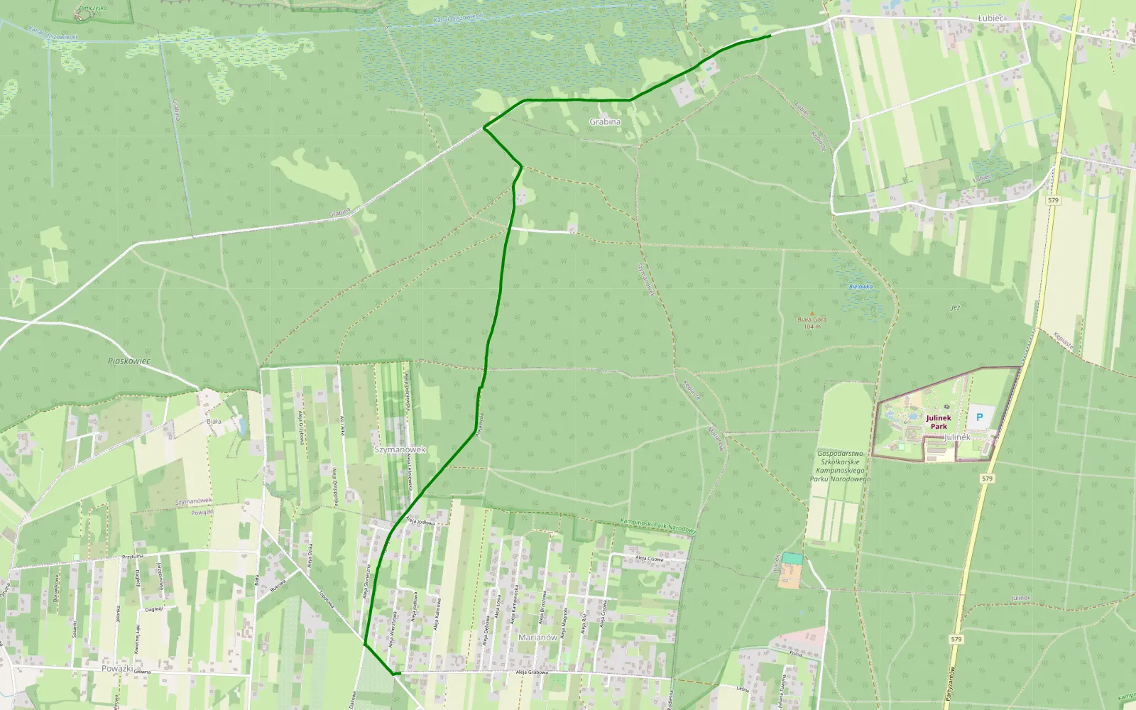 Map of Grabina - Marianów - 4.4 km offroad trail, Warsaw West County