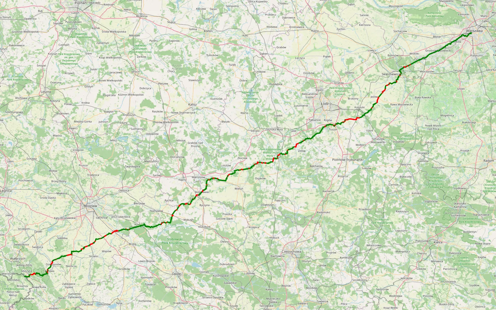 Map of Ochota → Głuszyca Górna - 415.1 km offroad trail, Dzierżoniów County