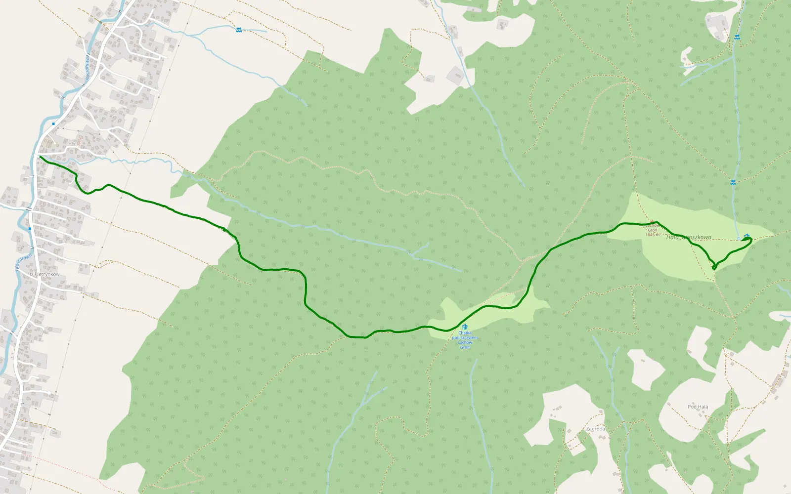 Mapa trasy Lachow - 3.3 km trasy offroad, Powiat Żywiecki