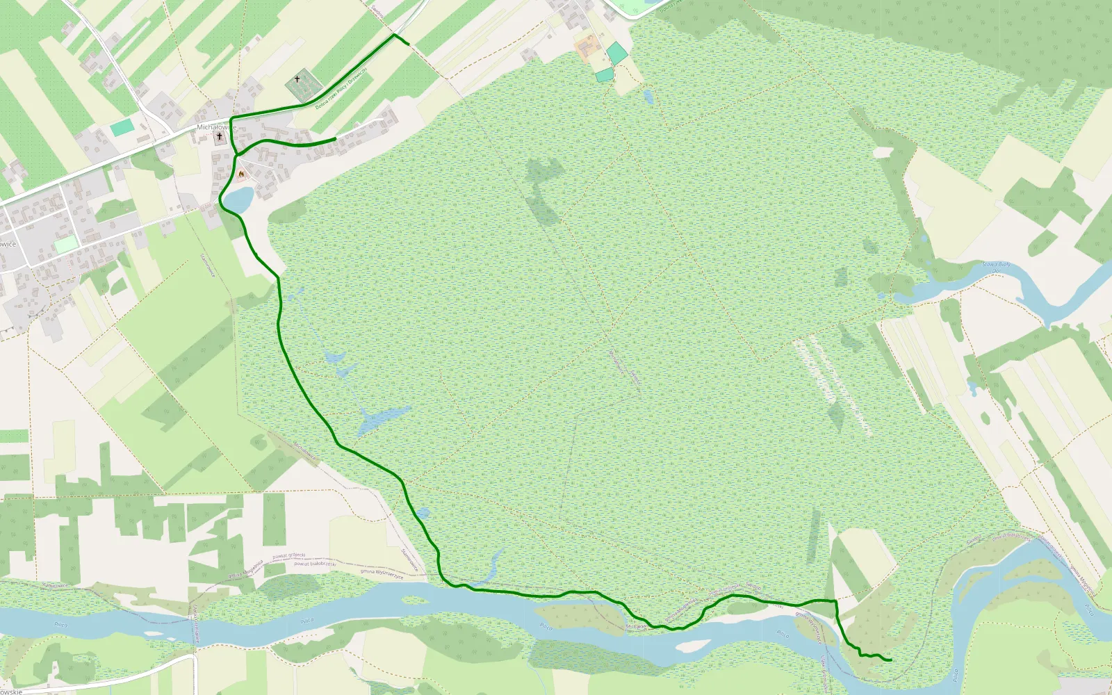 Mapa trasy Świdno - Górki - 3.2 km trasy offroad, Powiat Grójecki