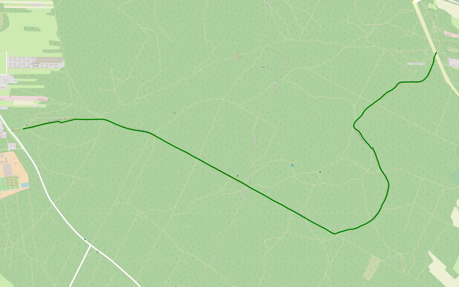Map of Kranów - Suków-Modrzewie - 5 km offroad trail, Kielce County