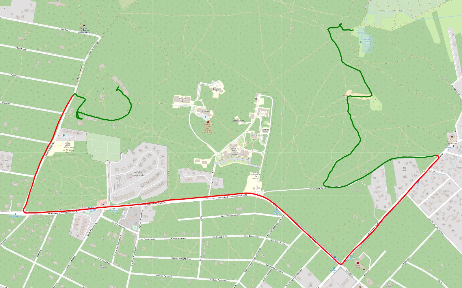 Map of Sródborów - Jabłonna - 5 km offroad trail, Otwock County