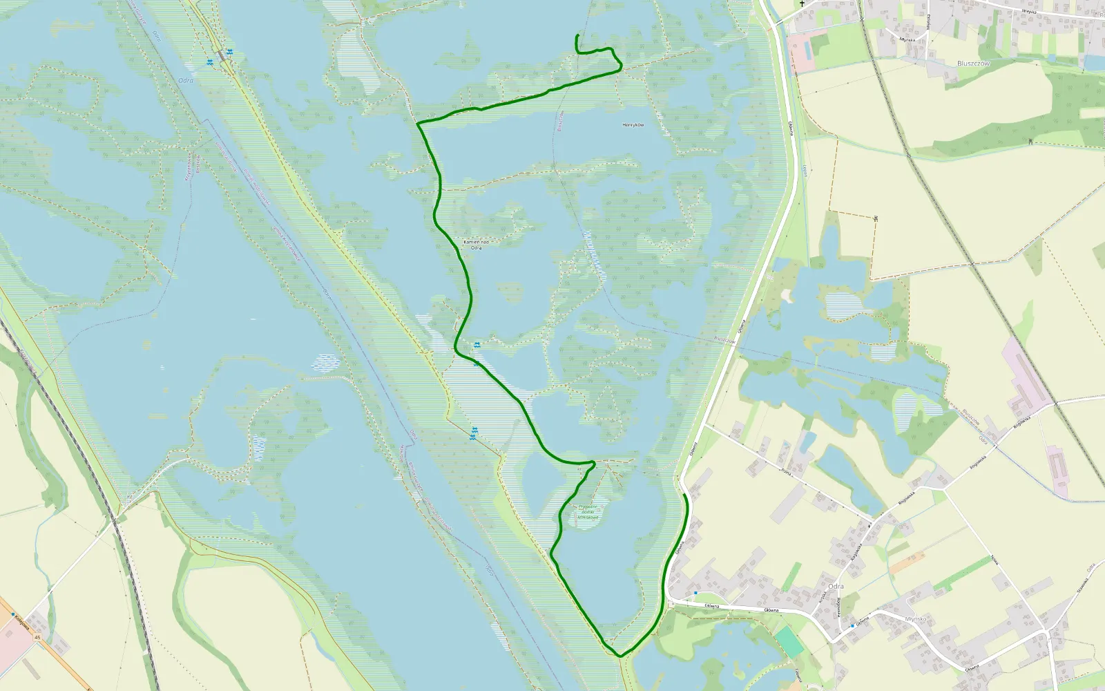 Map of Odra - Kamień nad Odrą - 3.2 km offroad trail, Wodzisław County