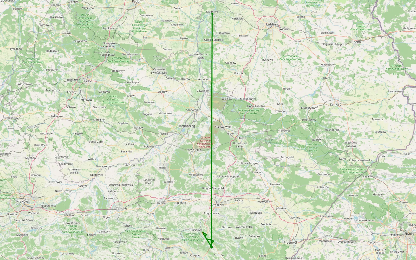 Mapa trasy Jasienica Rosielna - 6.2 km trasy offroad, Powiat Strzyżowski