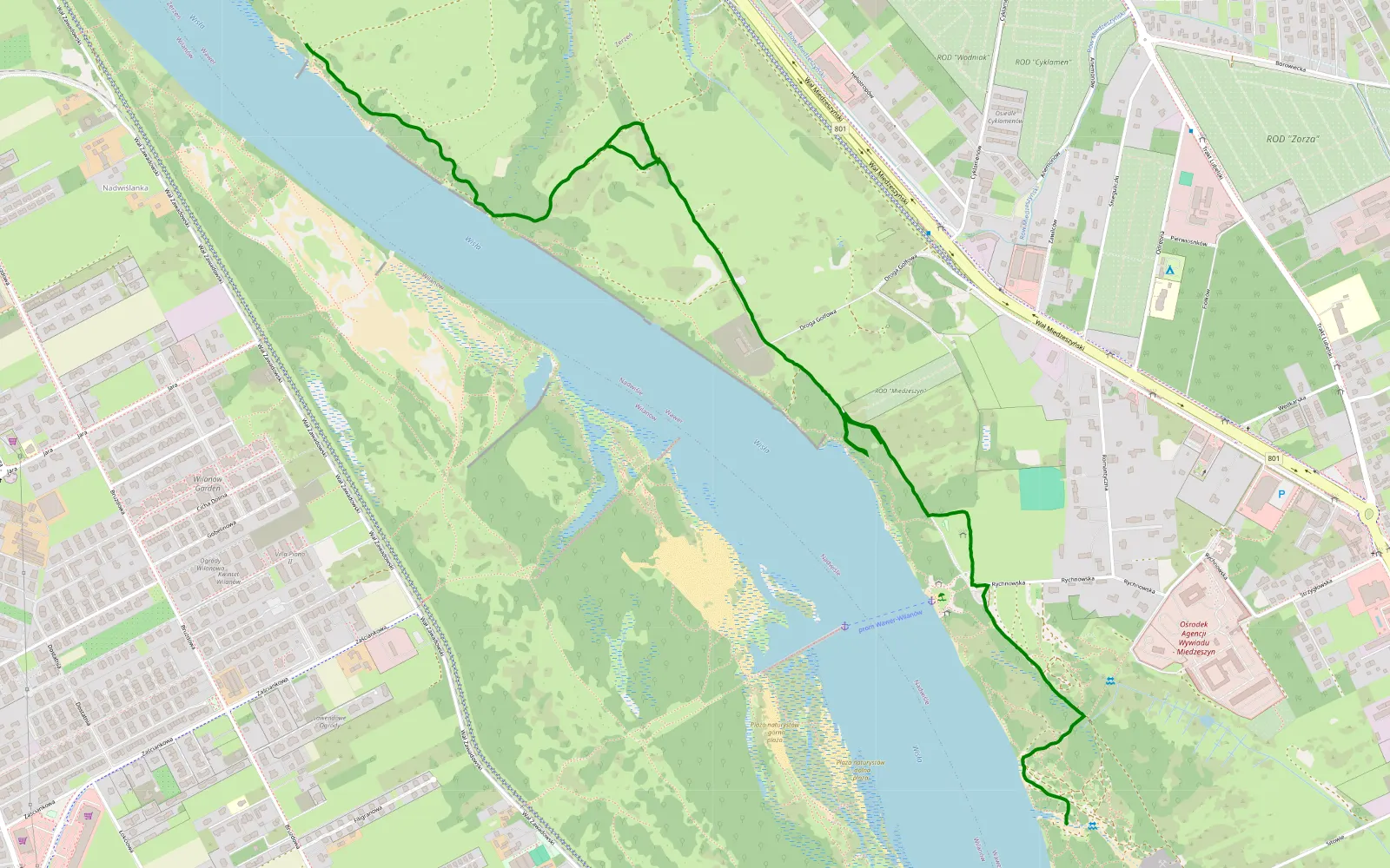 Map of Kuligów - Nadwiśle - 4.2 km offroad trail, Warsaw