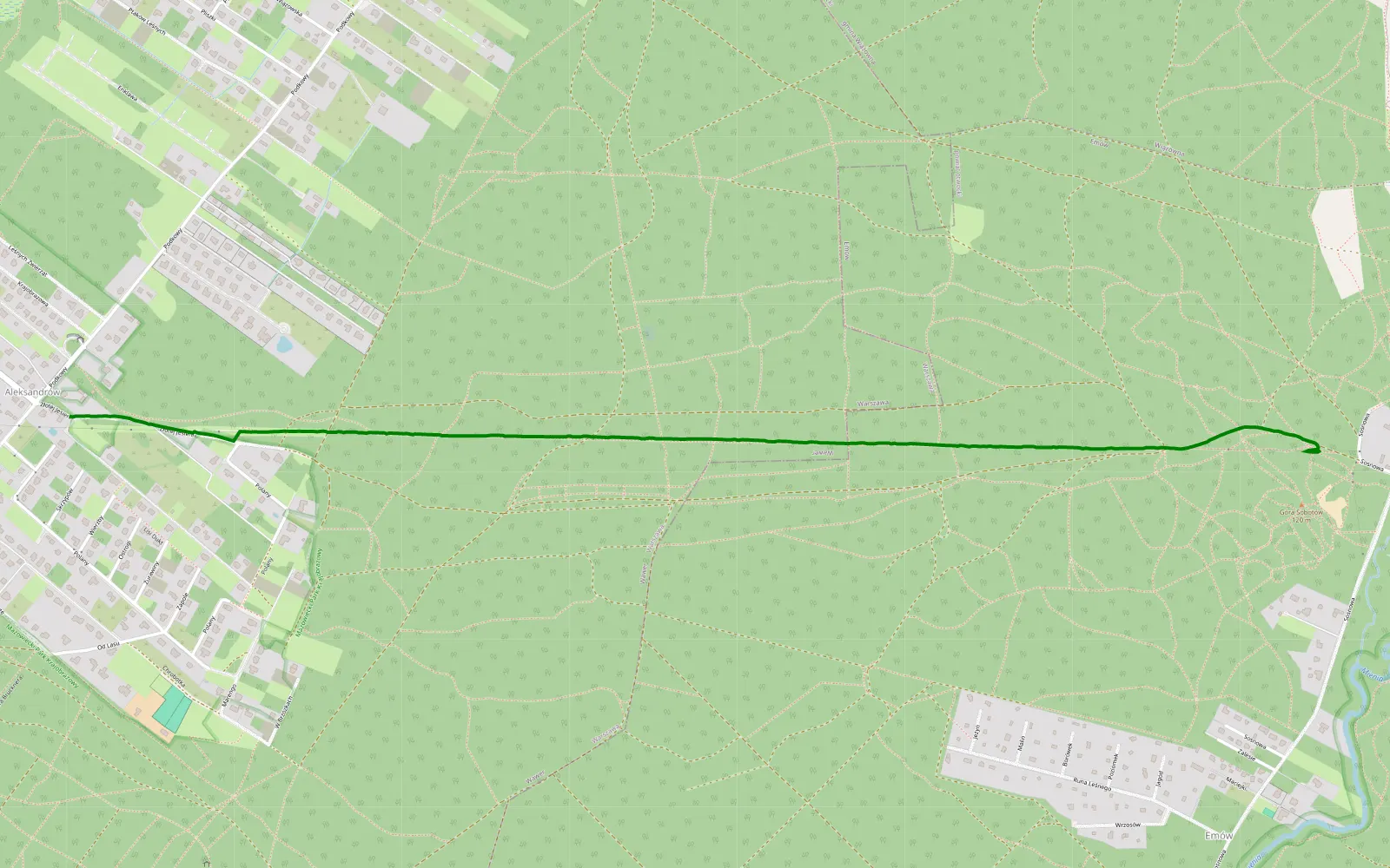 Map of Wiązowna - Aleksandrów - 2.9 km offroad trail, Warsaw