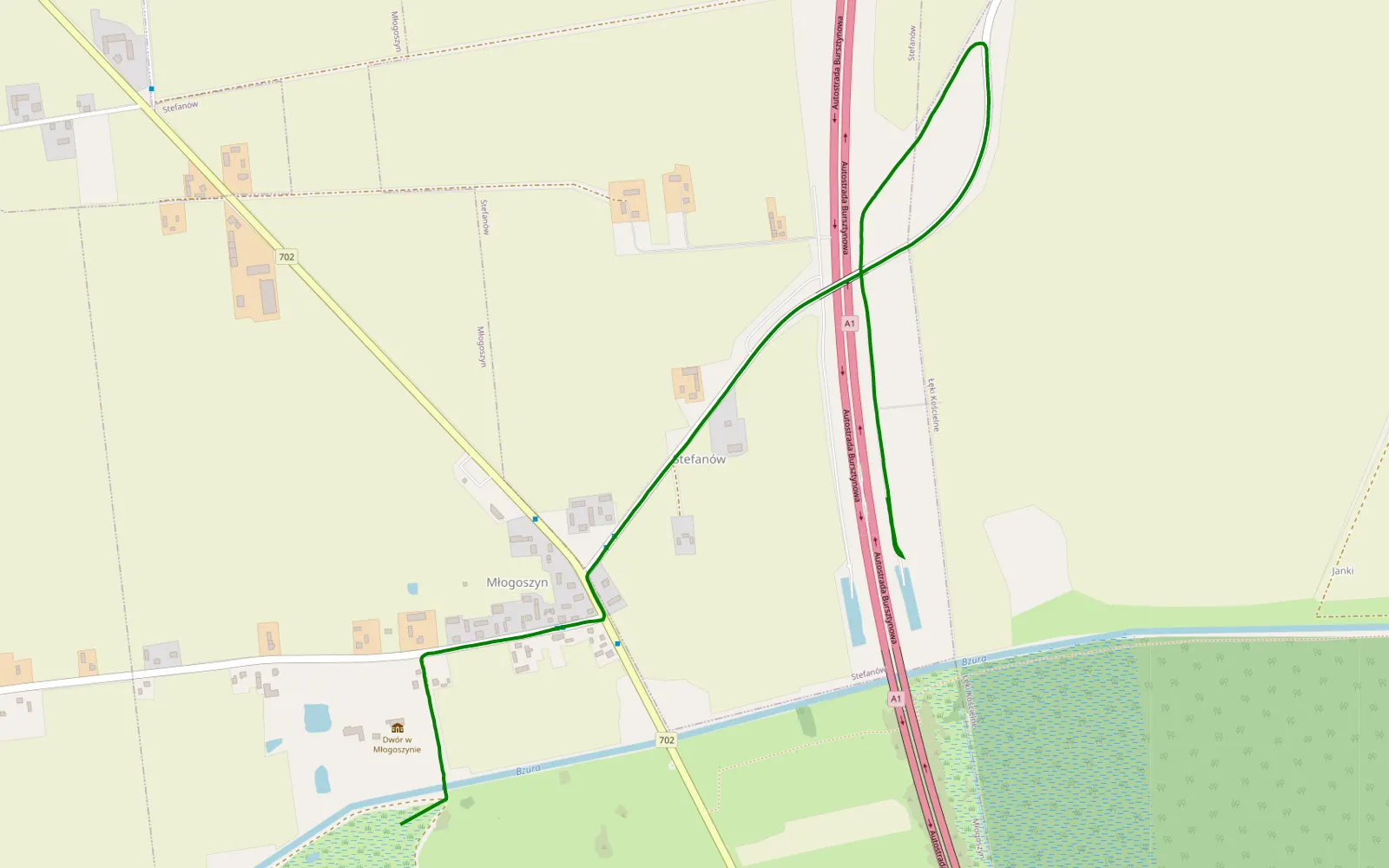 Mapa trasy Stefanów - 0.4 km trasy offroad, Powiat Kutnowski