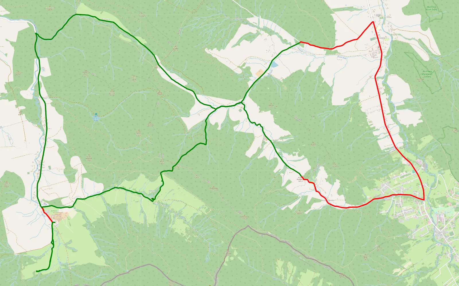 Map of Izby - 26.5 km offroad trail, Gorlice County