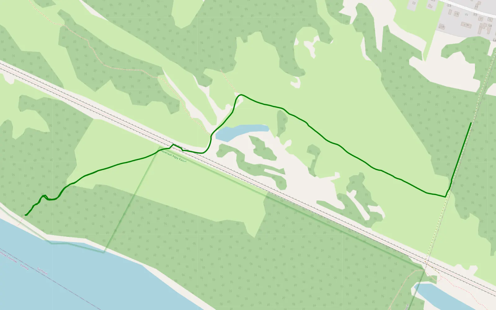 Mapa trasy Suchocin - 1.8 km trasy offroad, Powiat Legionowski