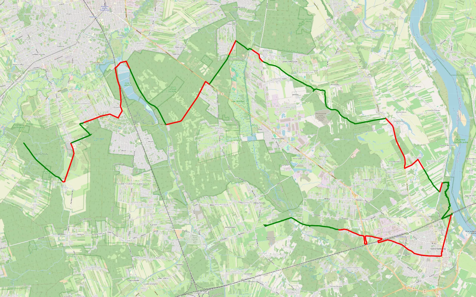 Mapa trasy Bogatki - Sierzchów - 42.4 km trasy offroad, Powiat Piaseczyński