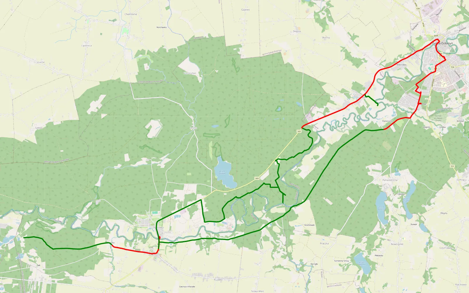 Map of Lelitowo - Ciechocin - 30.8 km offroad trail, Golub-Dobrzyń County
