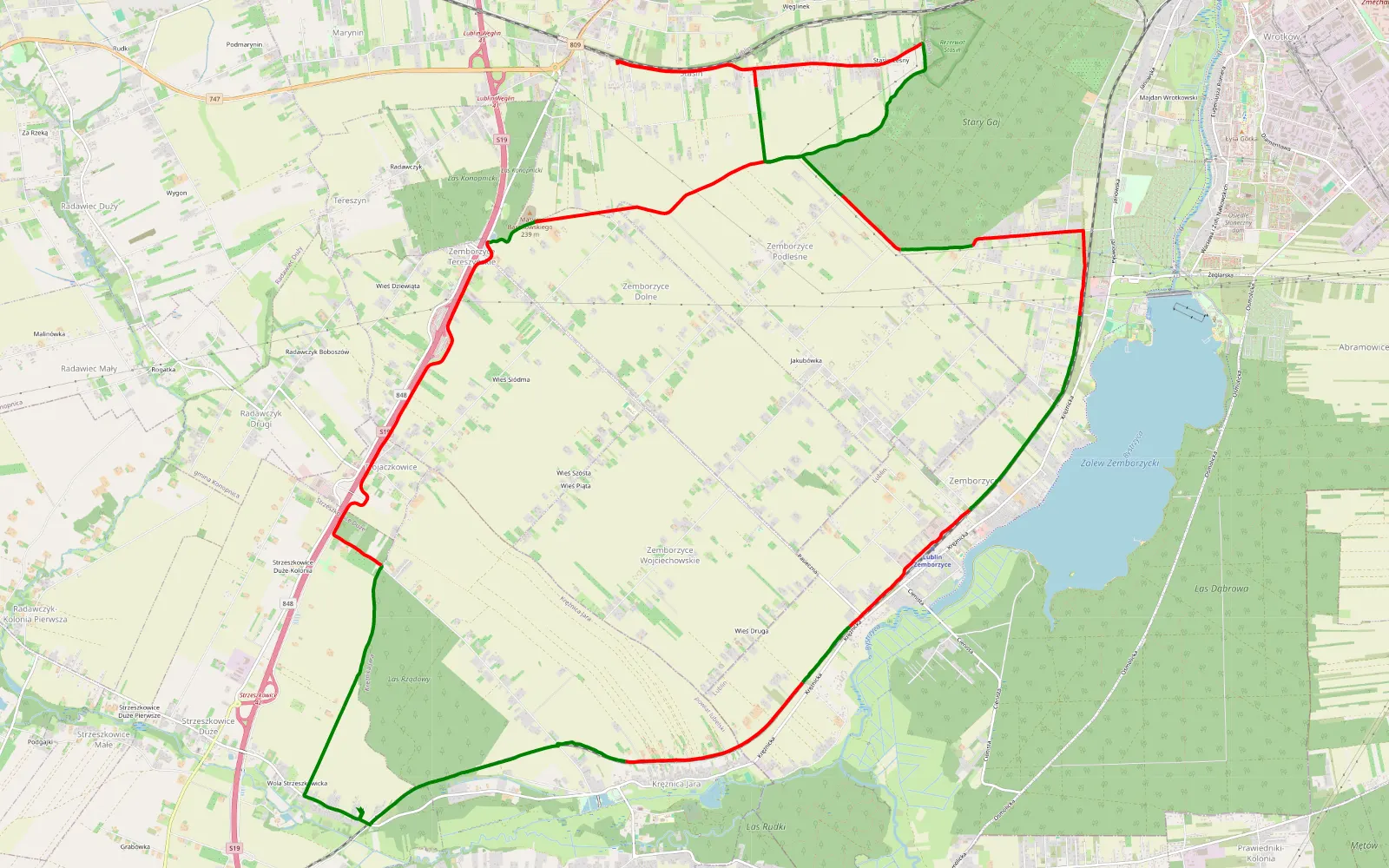 Mapa trasy Trasa Emil - 29.4 km trasy offroad, Powiat Lubelski