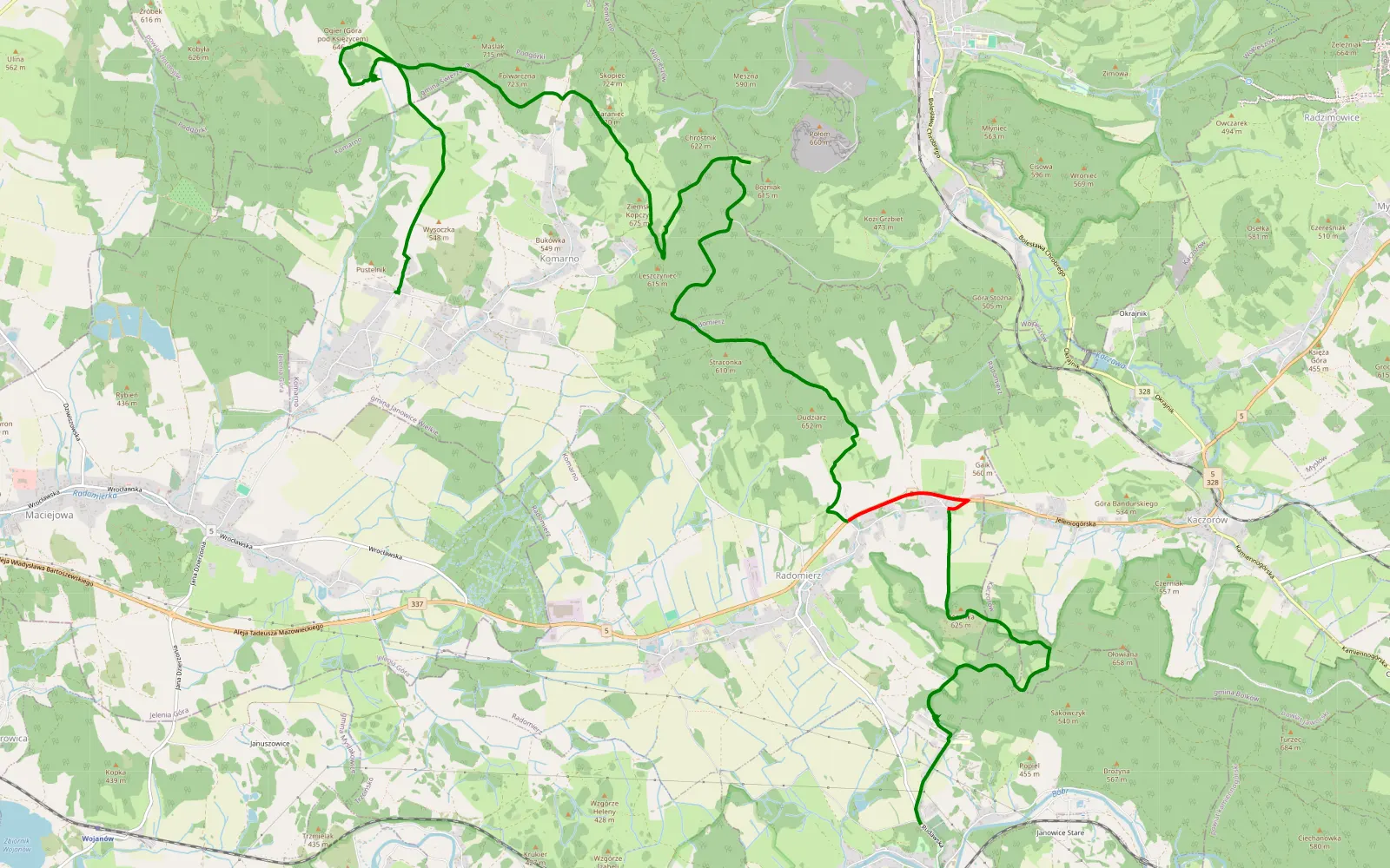 Map of Chałupy - Janowice Wielkie - 19.4 km offroad trail, Karkonosze County