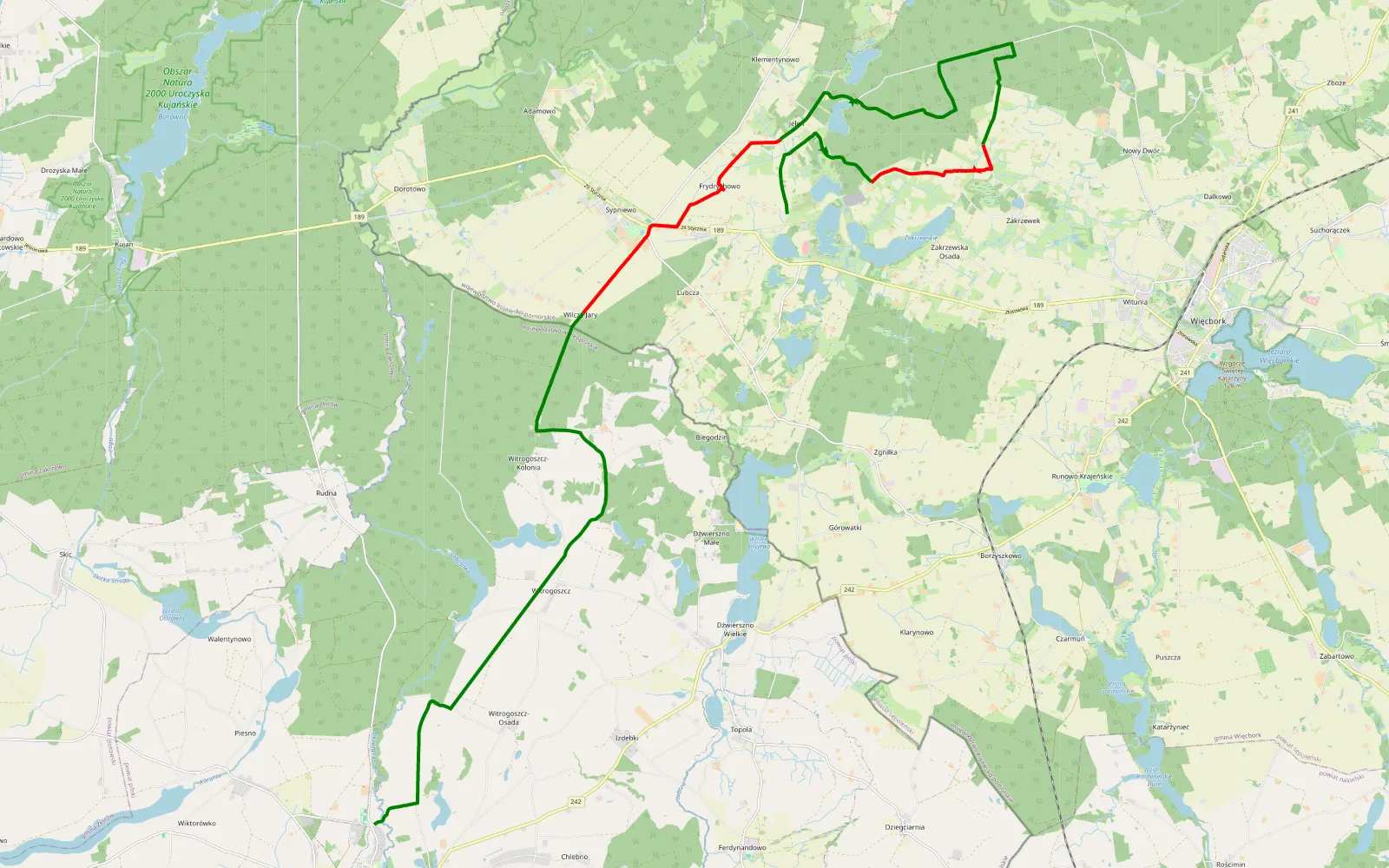 Map of Łobżenica - Frydrykowo - 24 km offroad trail, Sępólno County
