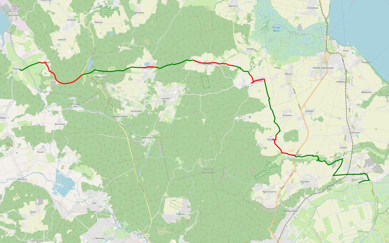 Mapa trasy Hhh - 27.3 km trasy offroad, Powiat Pucki