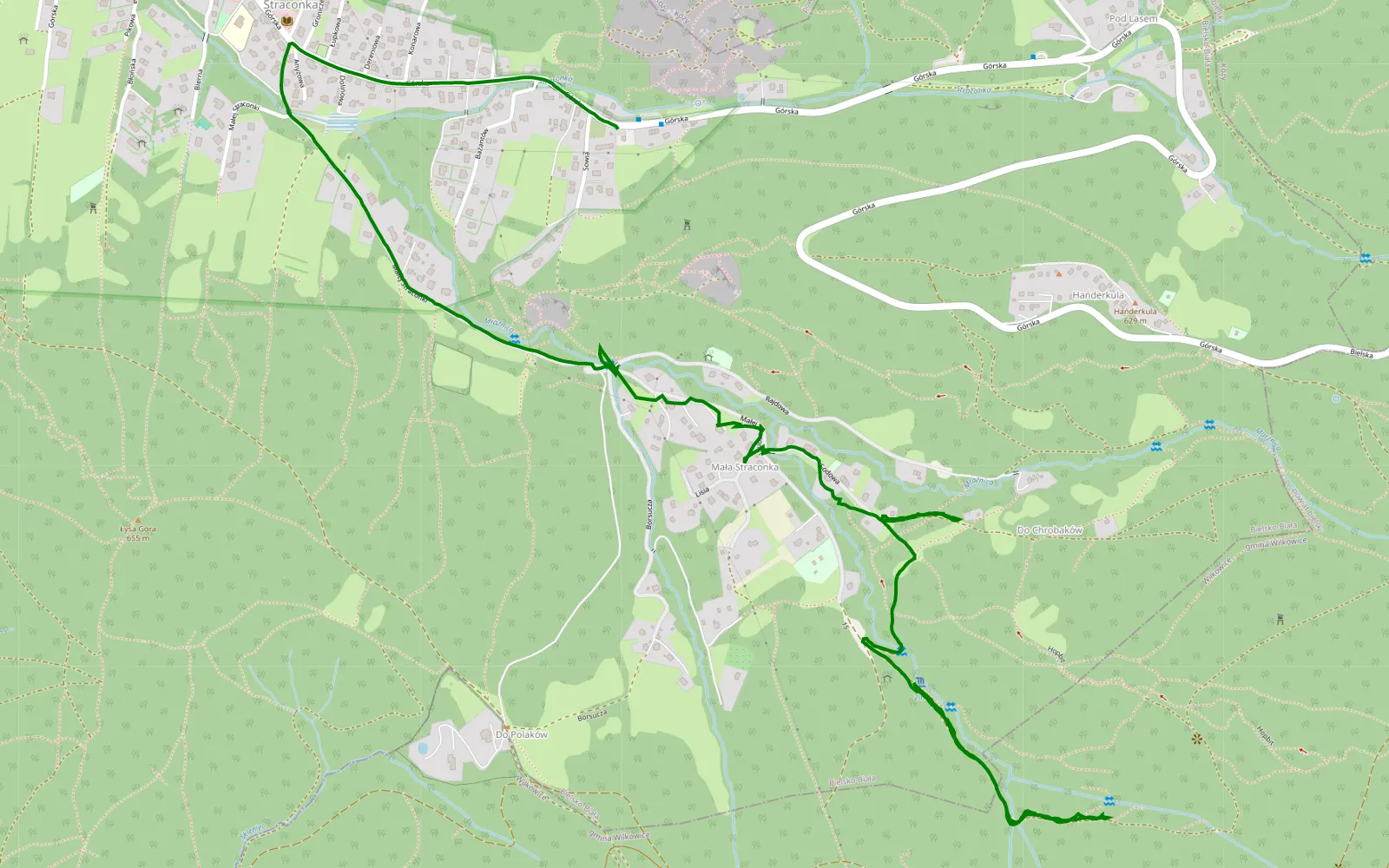 Map of Straconka - 2.2 km offroad trail, Bielsko-Biała