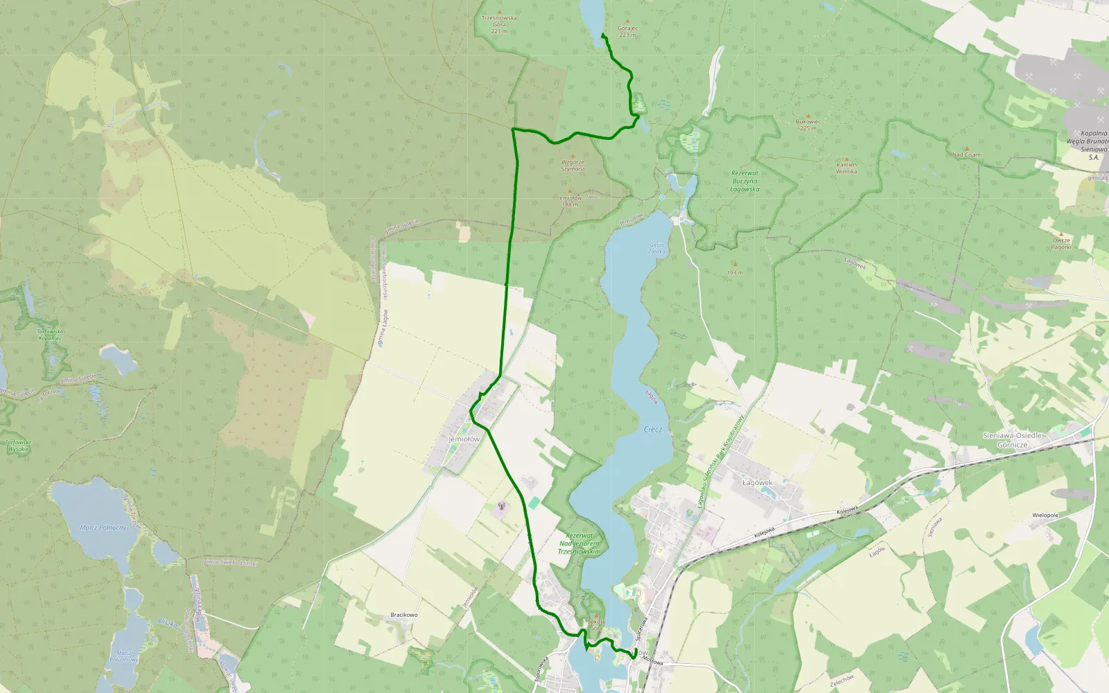 Mapa trasy Rybin - Łagów - 4.2 km trasy offroad, Powiat Sulęciński