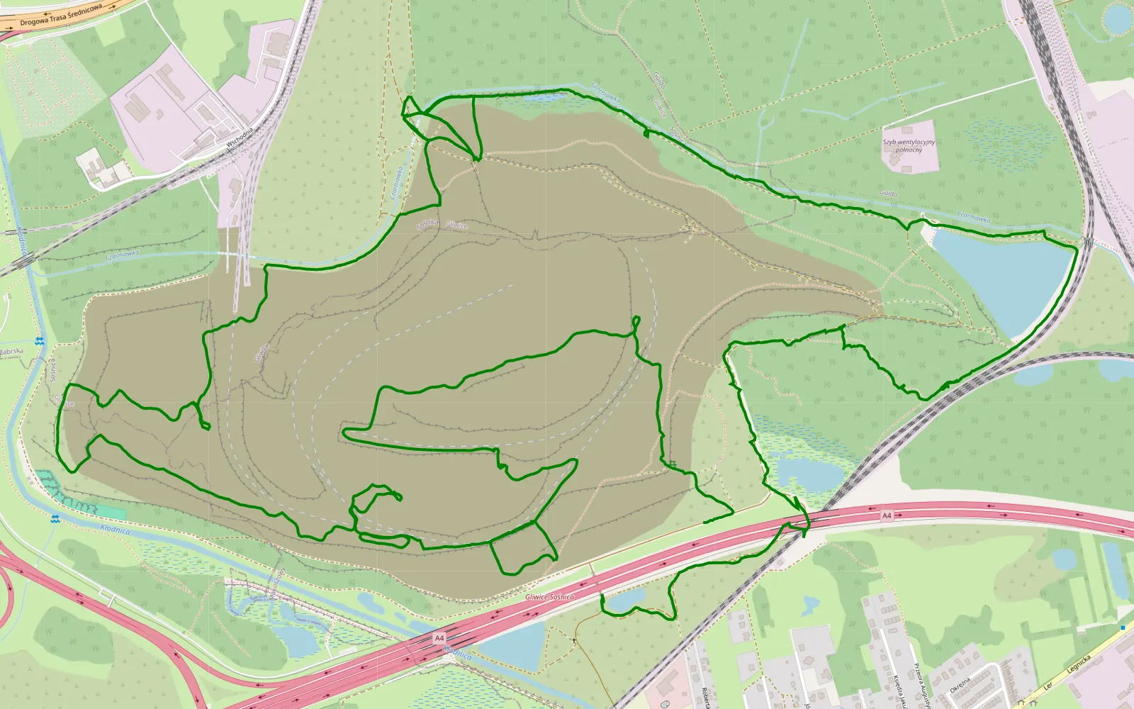 Map of Makoszowy - 12.3 km offroad trail, Zabrze