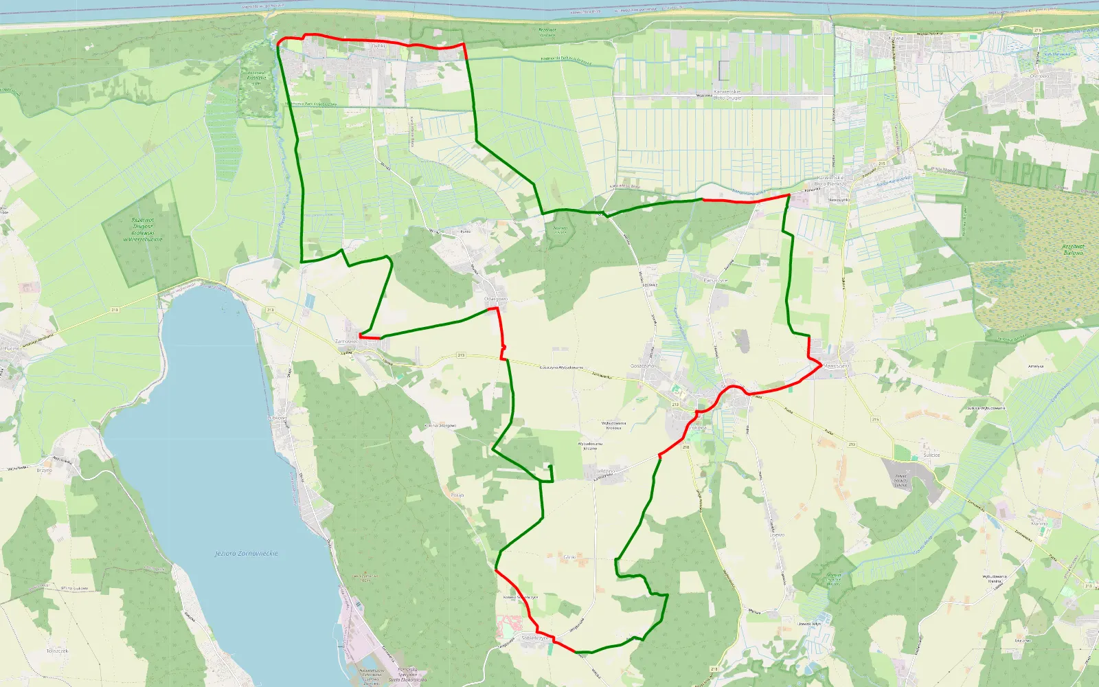 Map of Jeldzino - 36.9 km offroad trail, Puck County