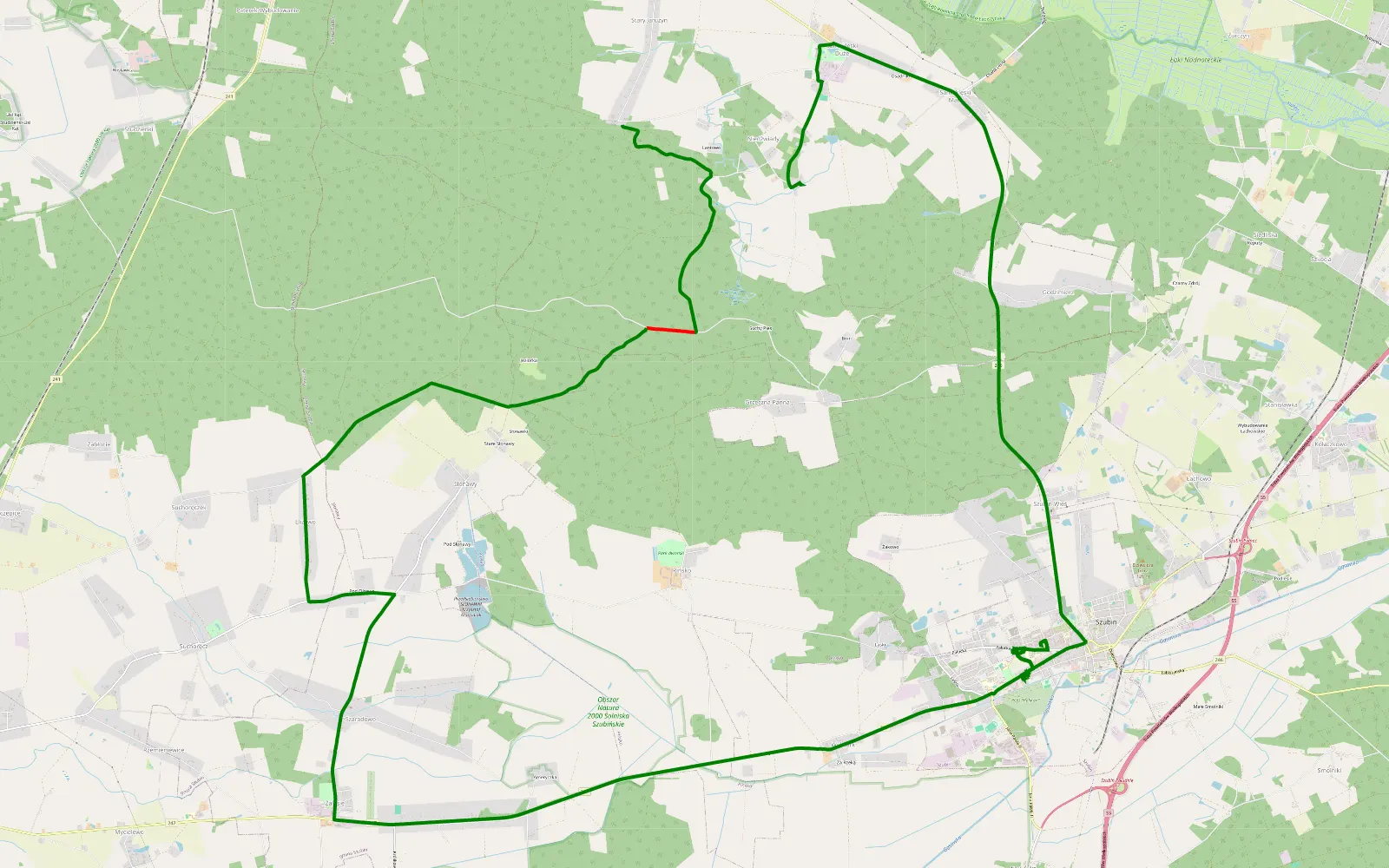 Mapa trasy Niedźwiady - 9.5 km trasy offroad, Powiat Nakielski