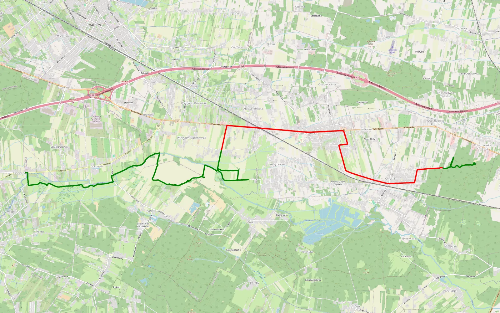 Mapa trasy Subaru Falenica Team - 20.7 km trasy offroad, Powiat Miński