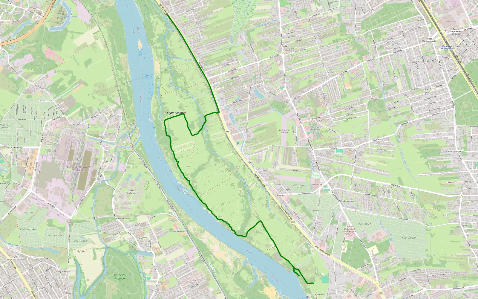 Map of Las - Nadwiśle - 5.4 km offroad trail, Warsaw
