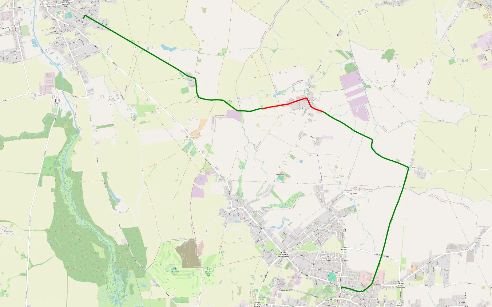 Mapa trasy Kaźmierz - Tarnowo Podgórne - 6.7 km trasy offroad, Powiat Poznański