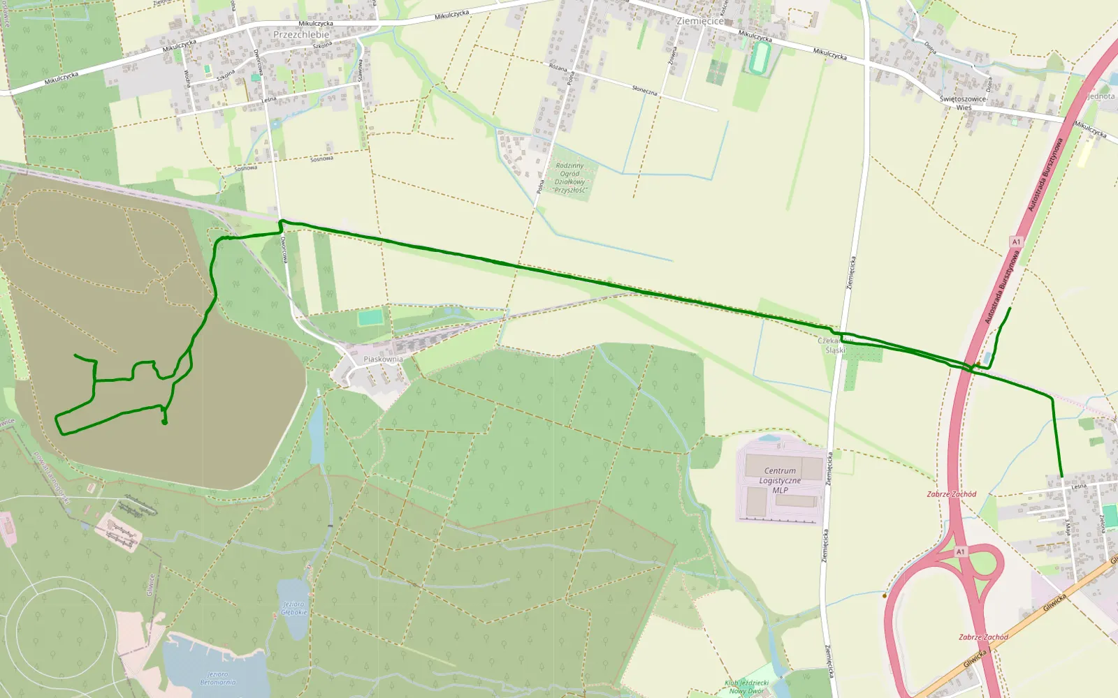 Map of Wiochy - 11.1 km offroad trail, Tarnowskie Góry County