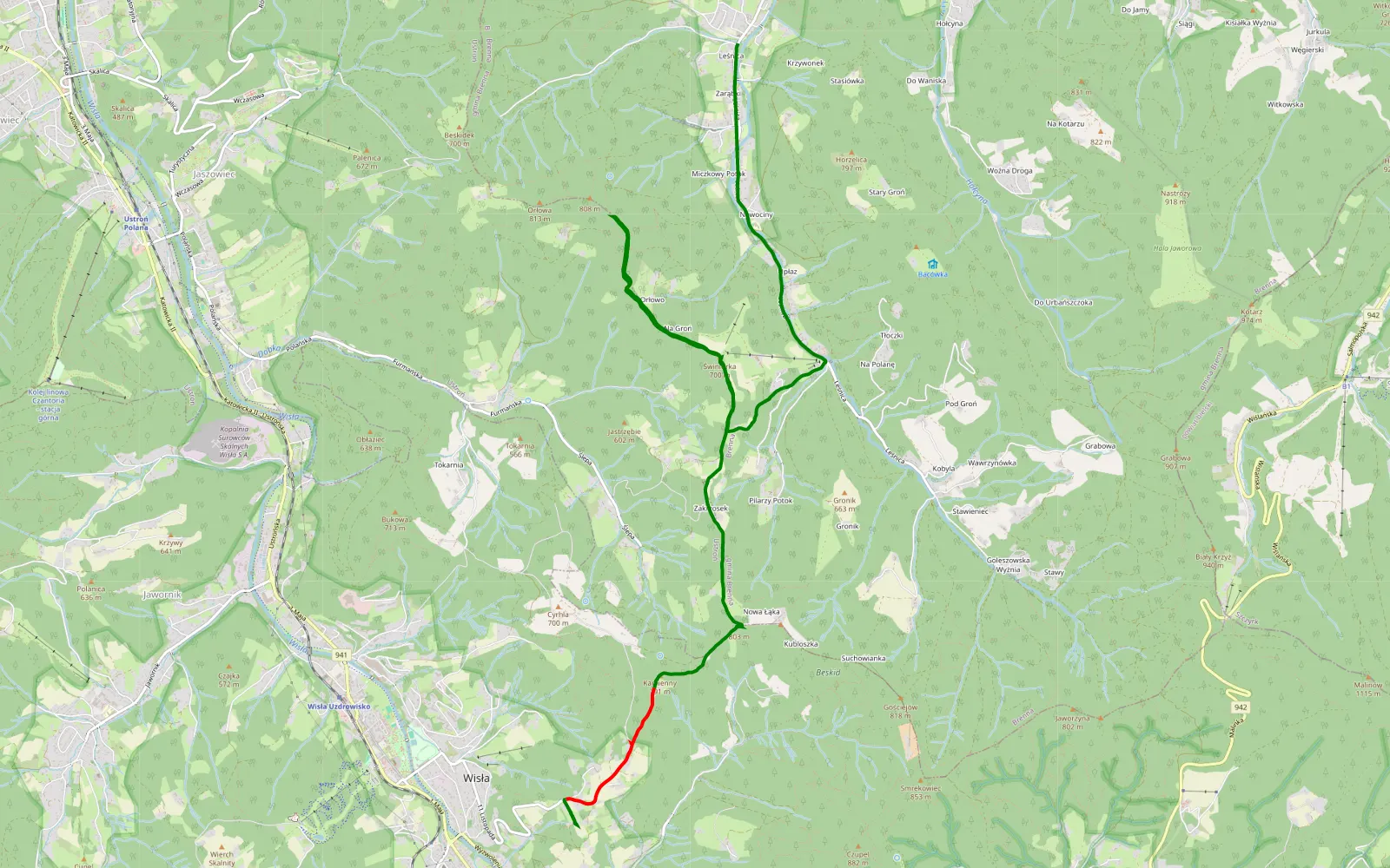 Map of Wisła - Krzywonik - 10.3 km offroad trail, Cieszyn County