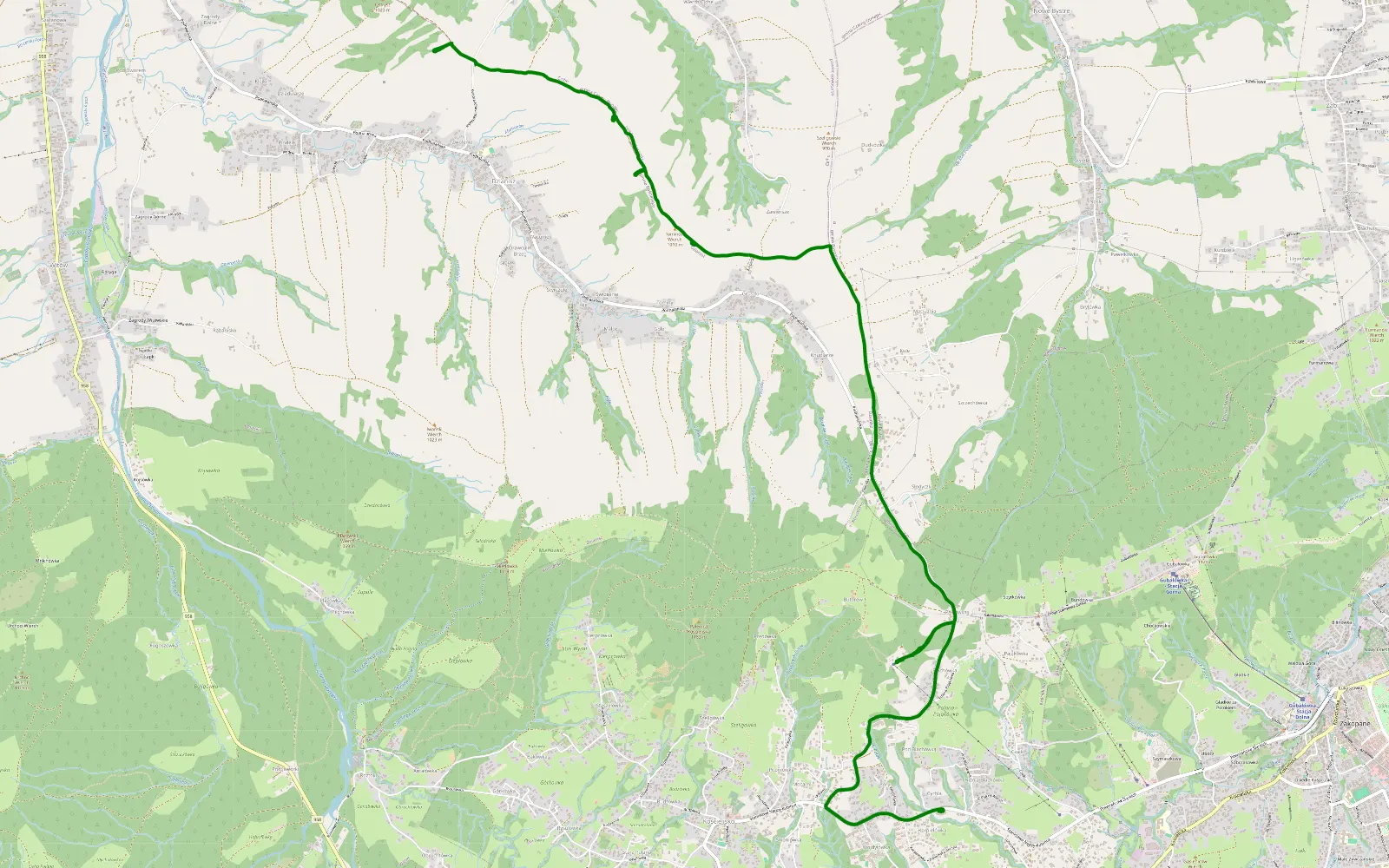 Map of Kościelisko - 3.5 km offroad trail, Tatra County