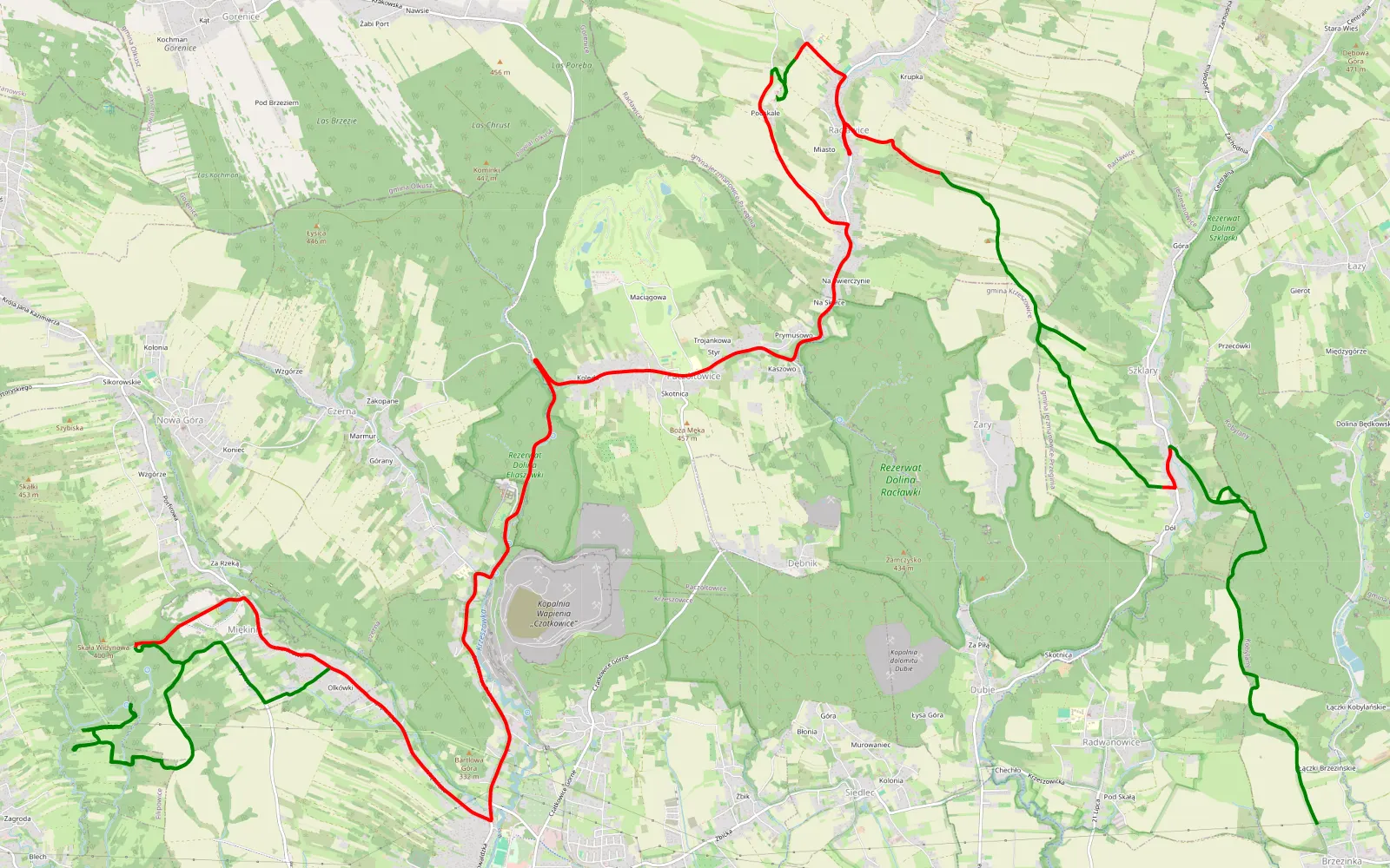 Map of PR Zabierzów Miękinia - 35.8 km offroad trail, Kraków County