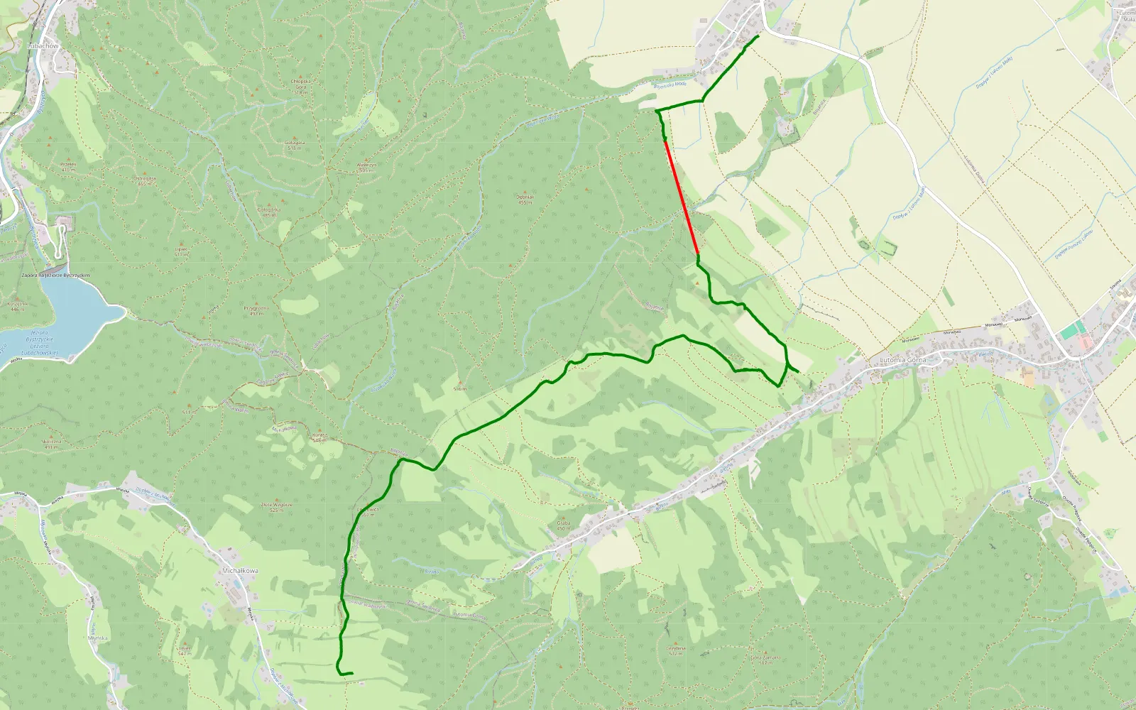 Map of Sowie góry apartamenty górskie kąty - 8 km offroad trail, Świdnica County