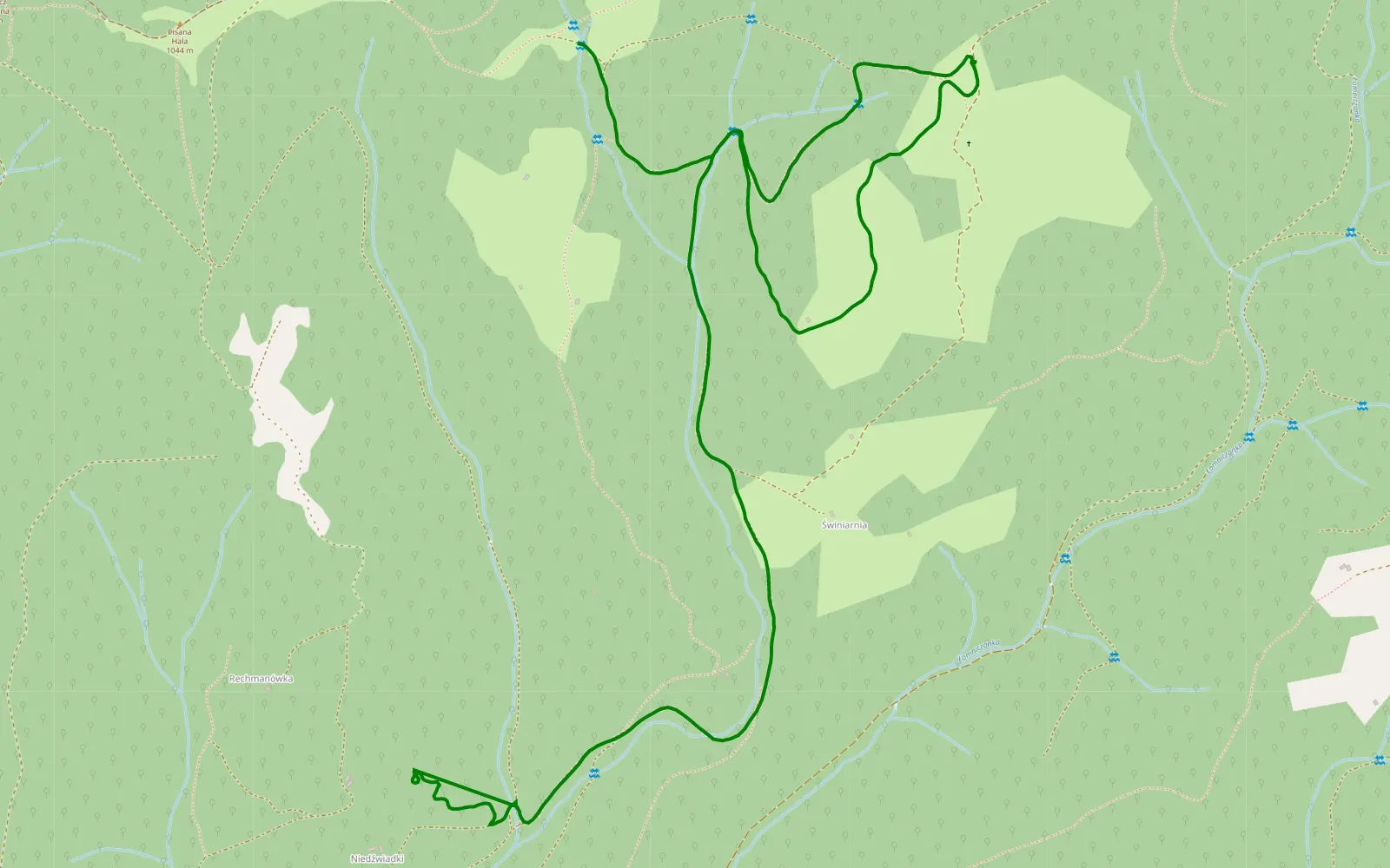 Mapa trasy Łomnica - 5.1 km trasy offroad, Powiat Nowosądecki