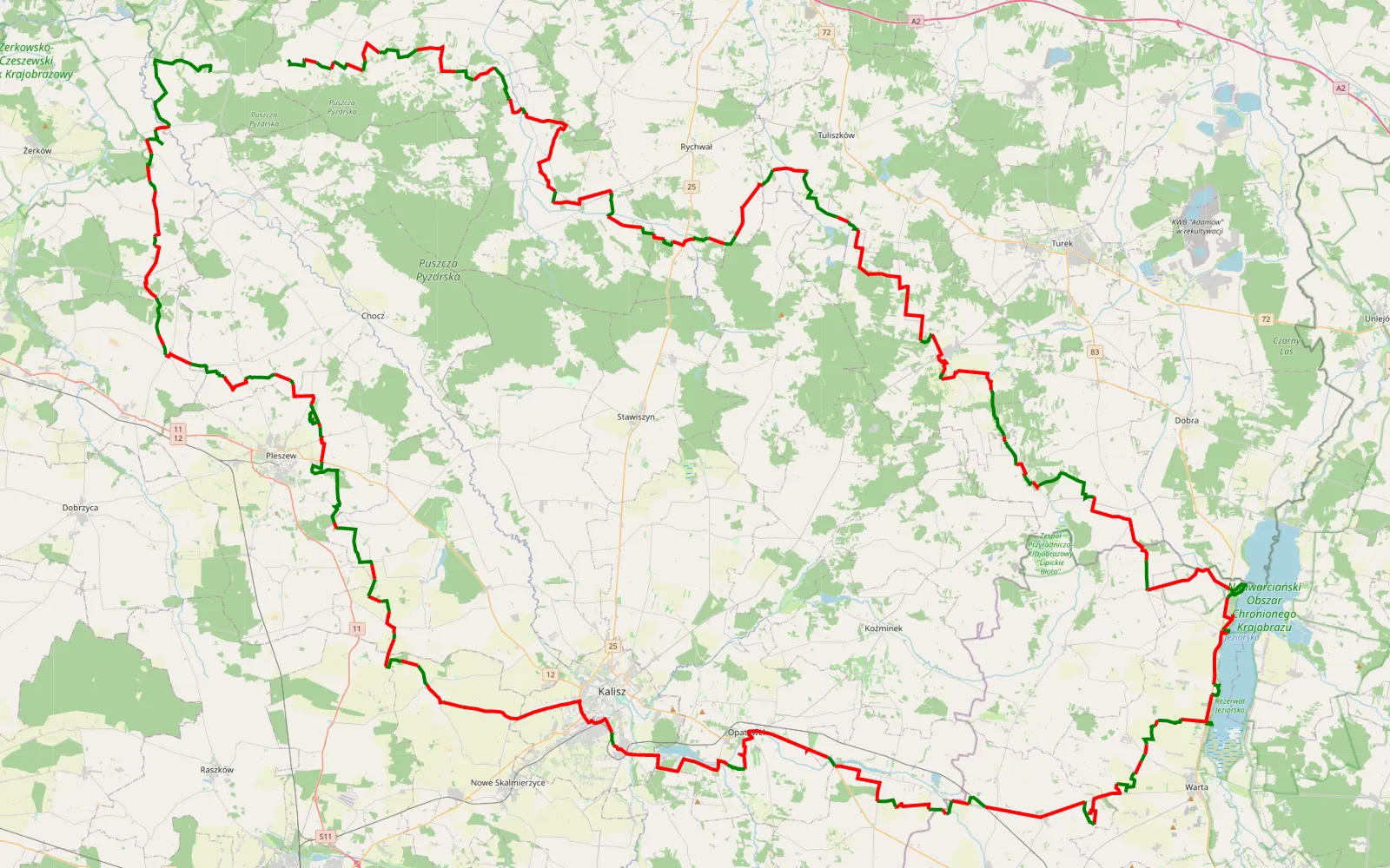 Mapa trasy Jeziorsko polami i łąkami by Miki - 260.9 km trasy offroad, Powiat Sieradzki