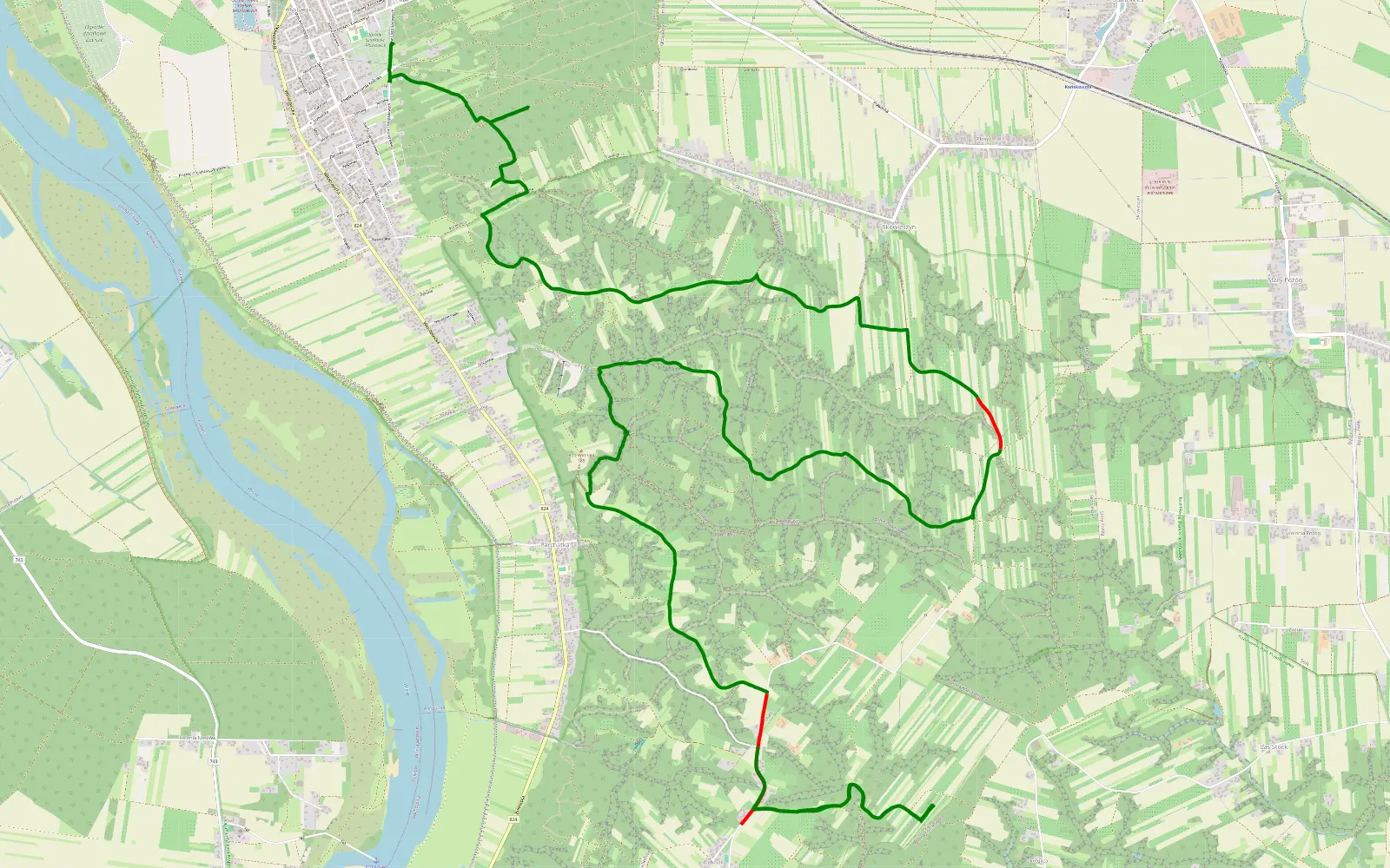 Map of Mar. - 18.7 km offroad trail, Puławy County