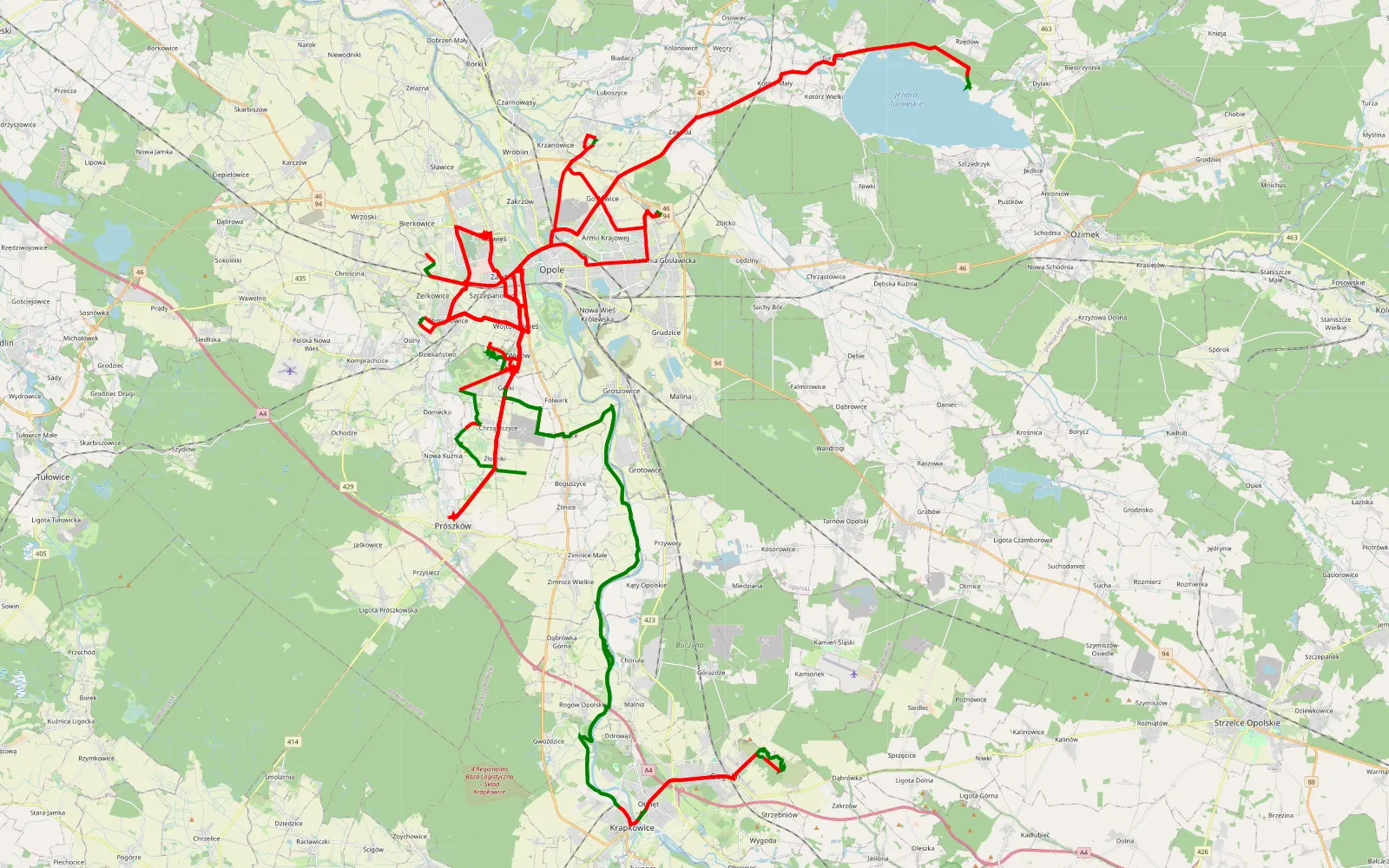 Map of Złotniki - 309.2 km offroad trail, Opole County