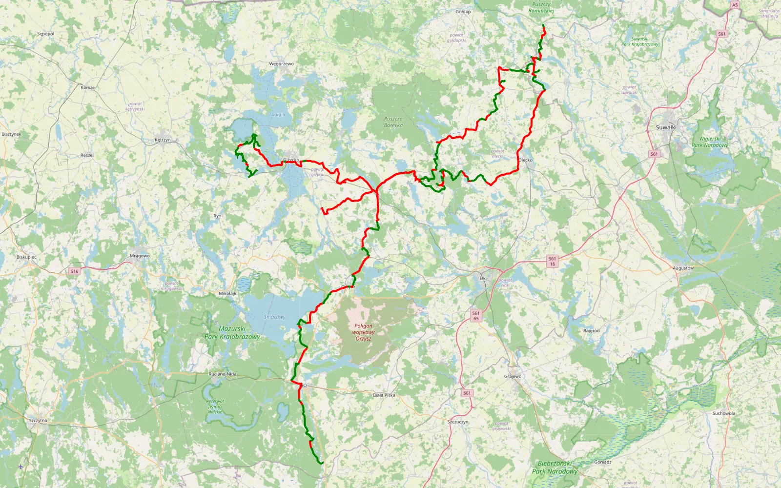 Map of Sterławki Małe - Jeże - 349.2 km offroad trail, Olecko County