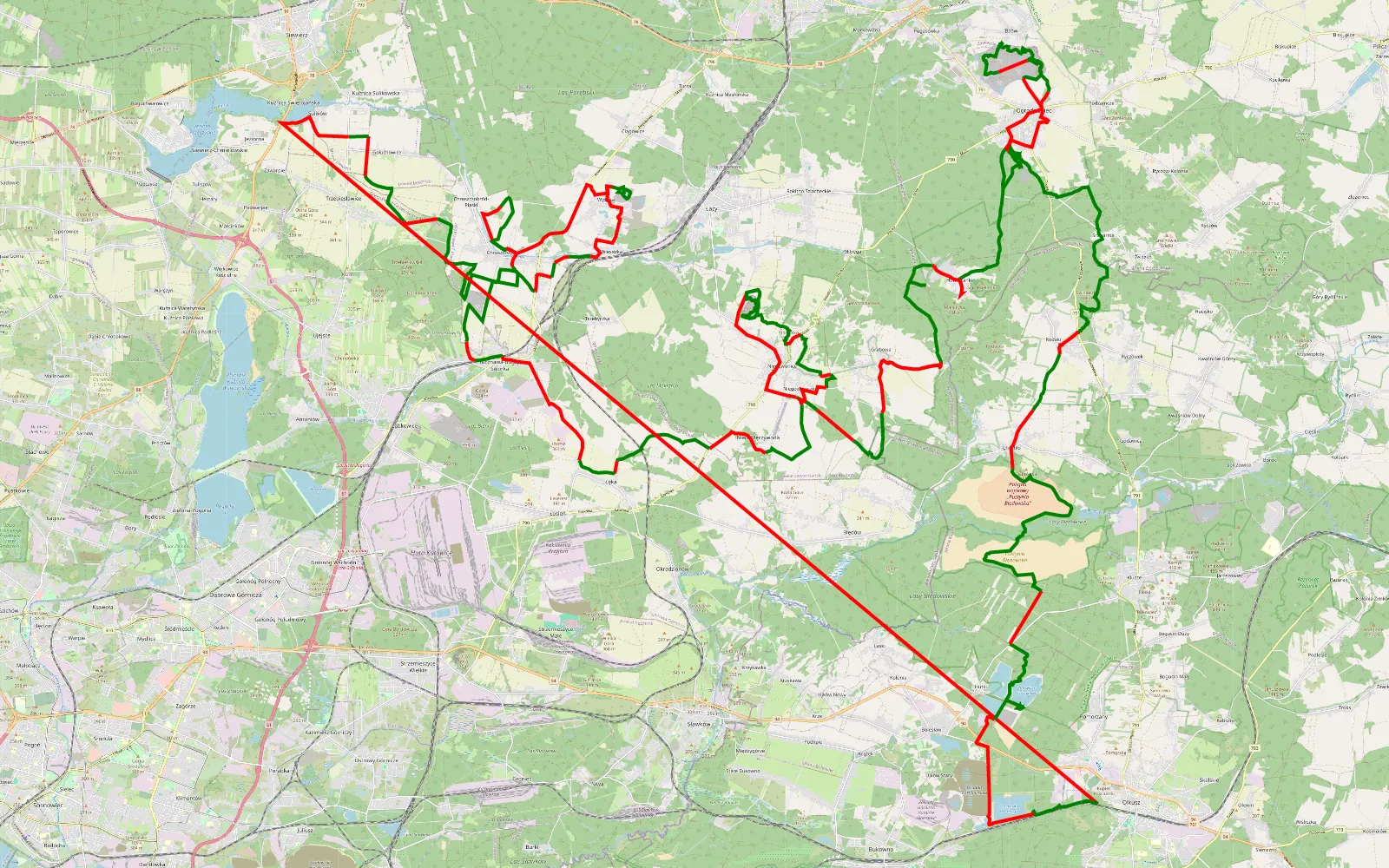 Mapa trasy Majowka 3.05 - 161.7 km trasy offroad, Powiat Zawierciański