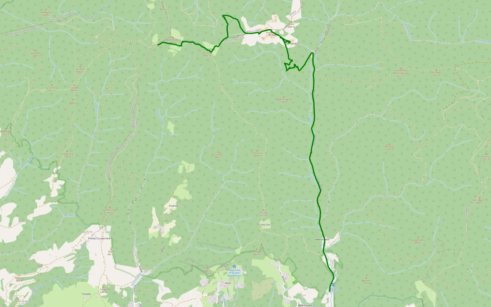 Map of Przełęcz Szczawnica Krościenko - 6.7 km offroad trail, Nowy Targ County