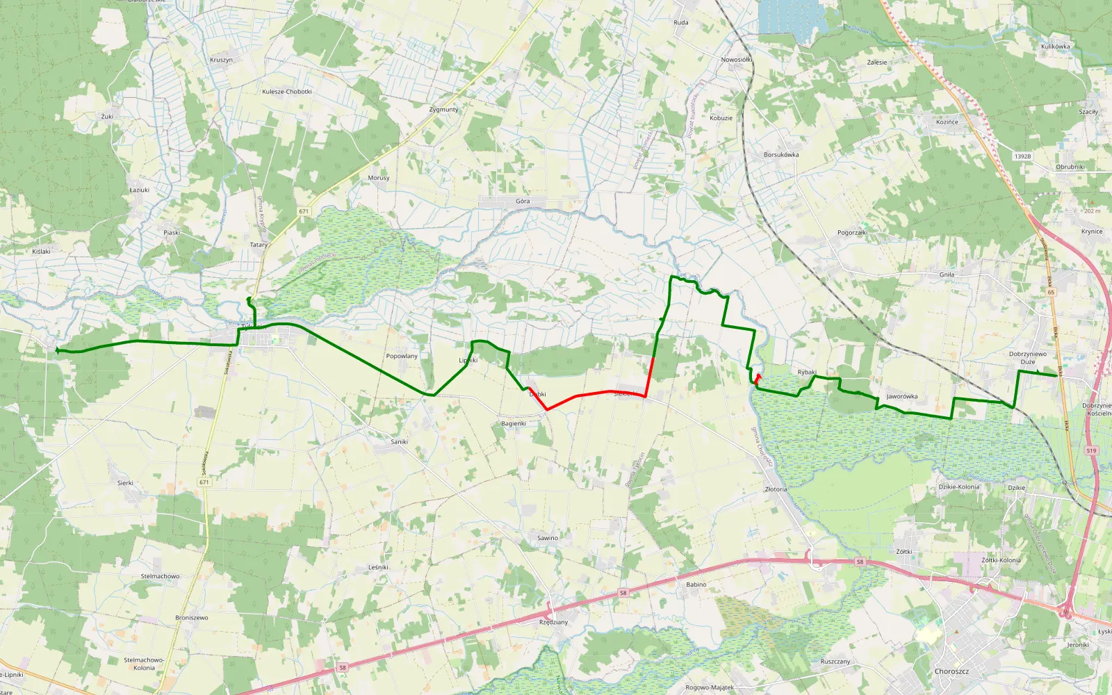 Map of Tykocin - 19.4 km offroad trail, Białystok County