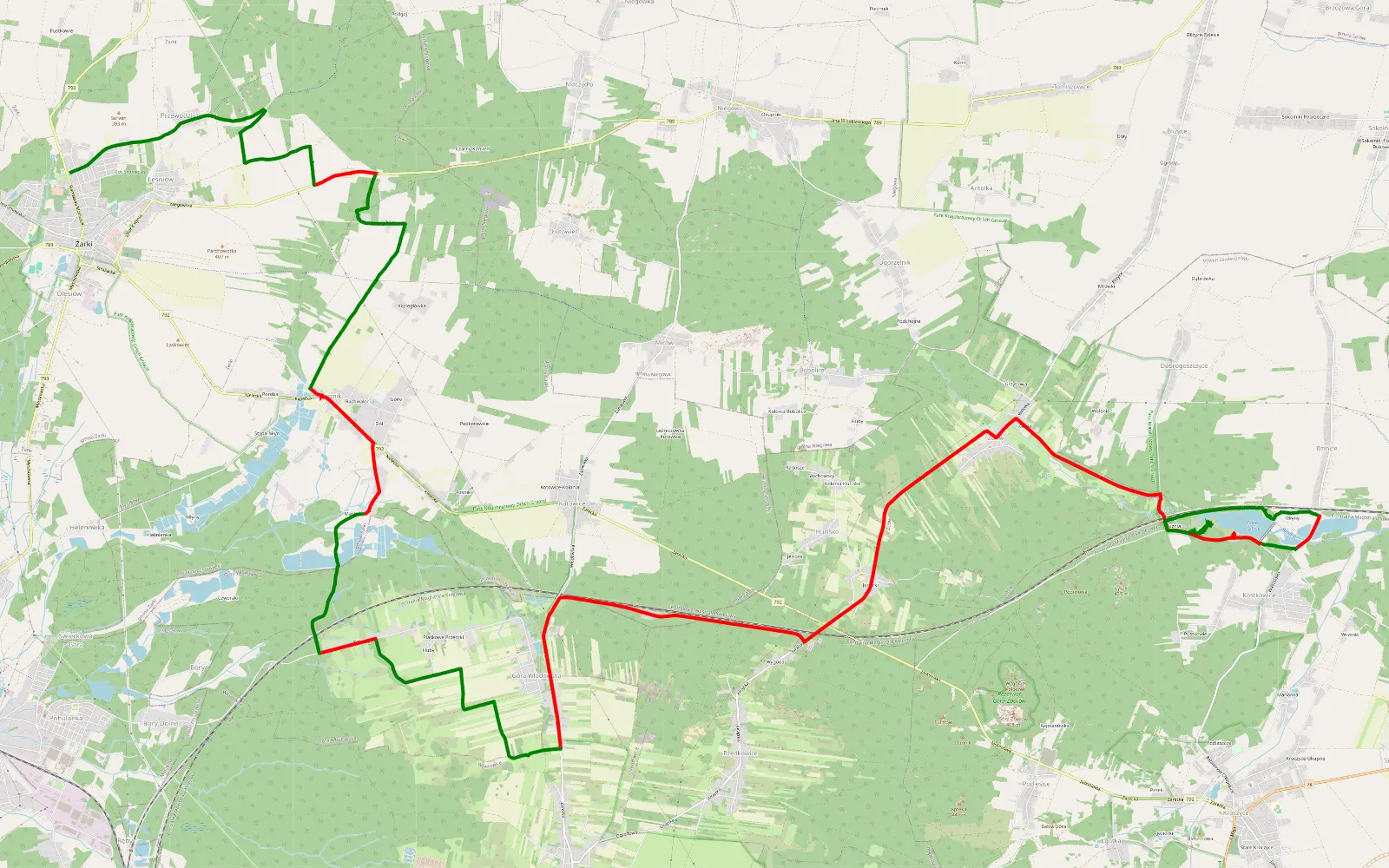 Map of Majówka na Jurze dzień 1 - 32.6 km offroad trail, Zawiercie County