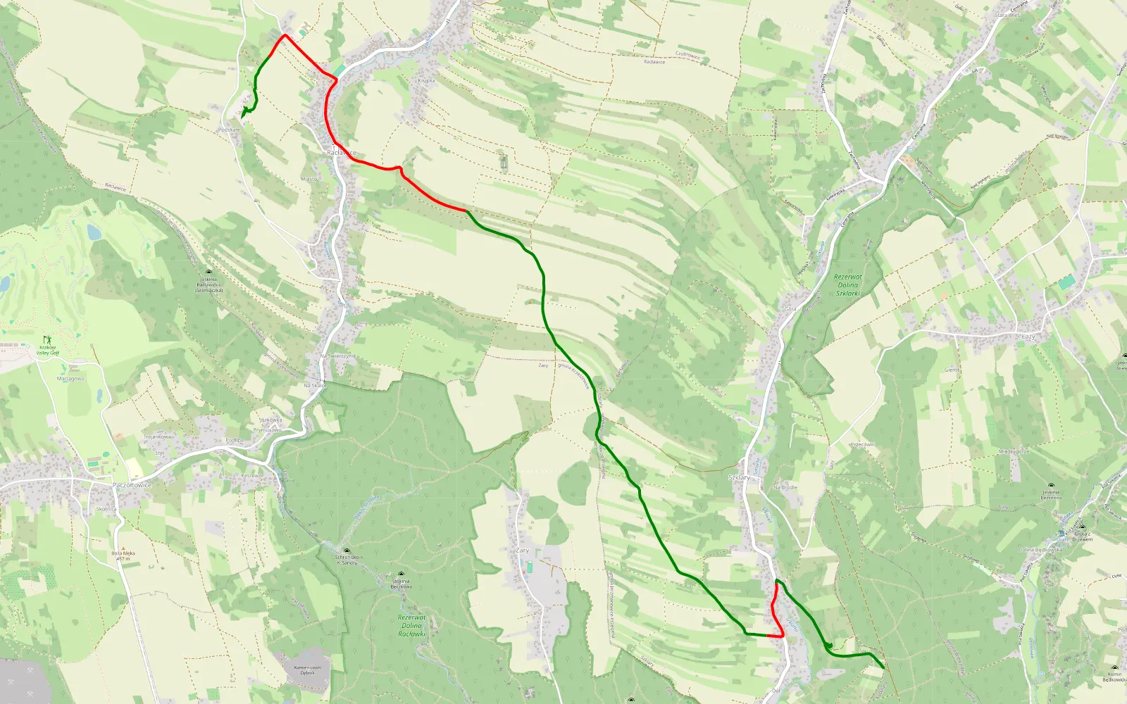 Mapa trasy PR Jura sekcja 1 - 8 km trasy offroad, Powiat Krakowski