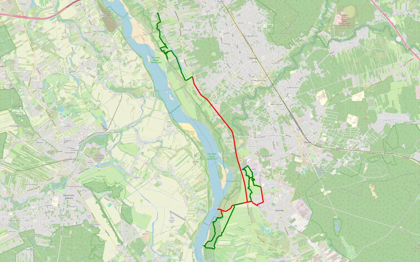Mapa trasy Otwock - 24 km trasy offroad, Powiat Otwocki