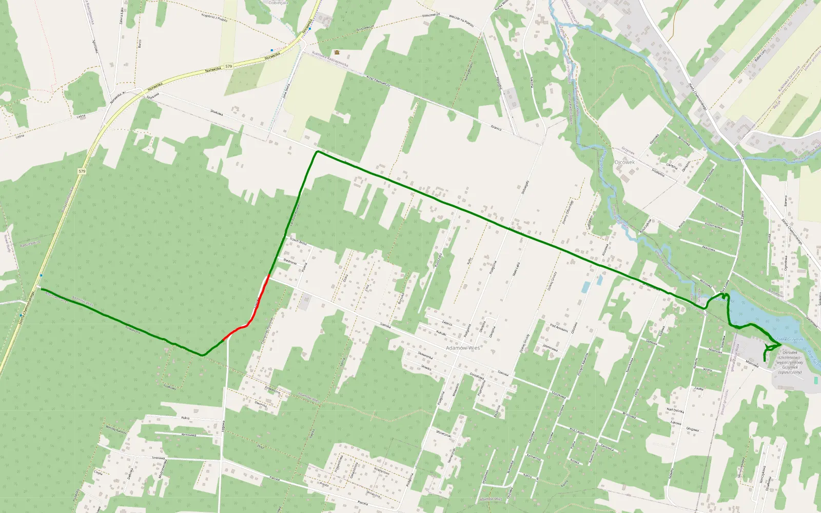Mapa trasy Radziejowskie Budy Nowe - Bieniewice - 1.3 km trasy offroad, Powiat Żyrardowski