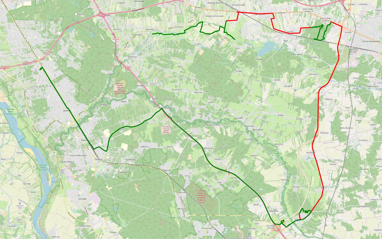 Mapa trasy Sububaru - 46.8 km trasy offroad, Powiat Miński